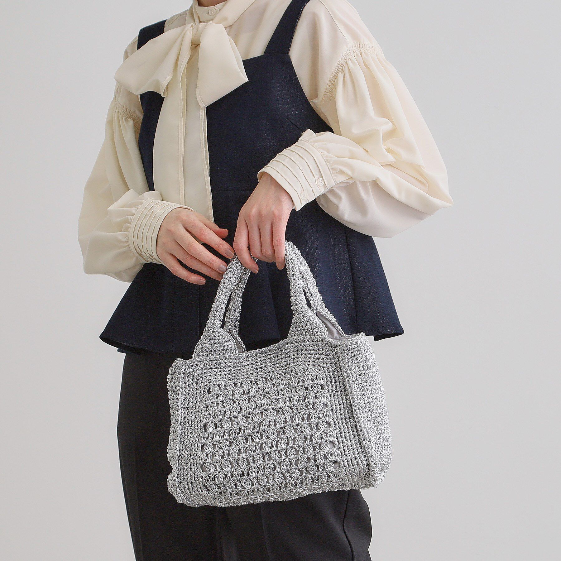 grove「【雑誌掲載】ラメコードスクエア2WAYトート」|トートバッグ|