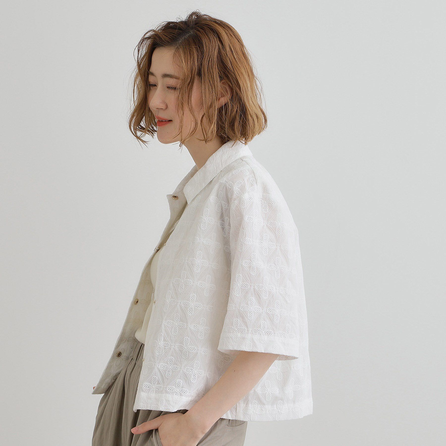 grove「刺繍レースショートジャケット」|テーラードジャケット|
