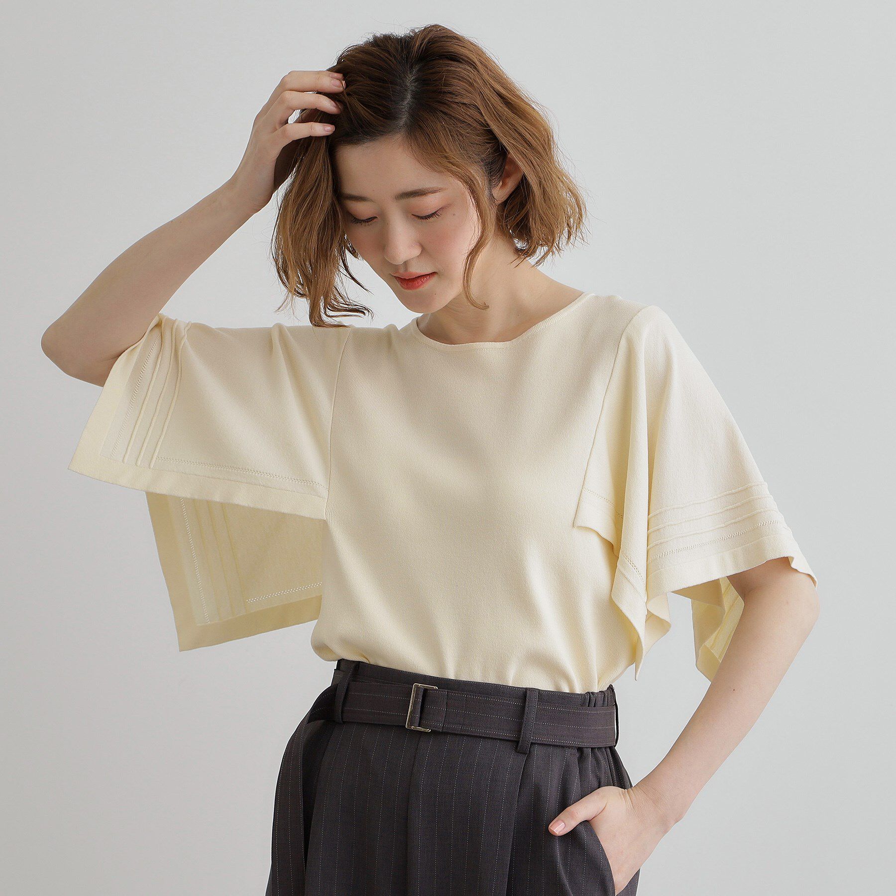 grove「ハンカチスリーブニットプルオーバー」|ニット・セーター|