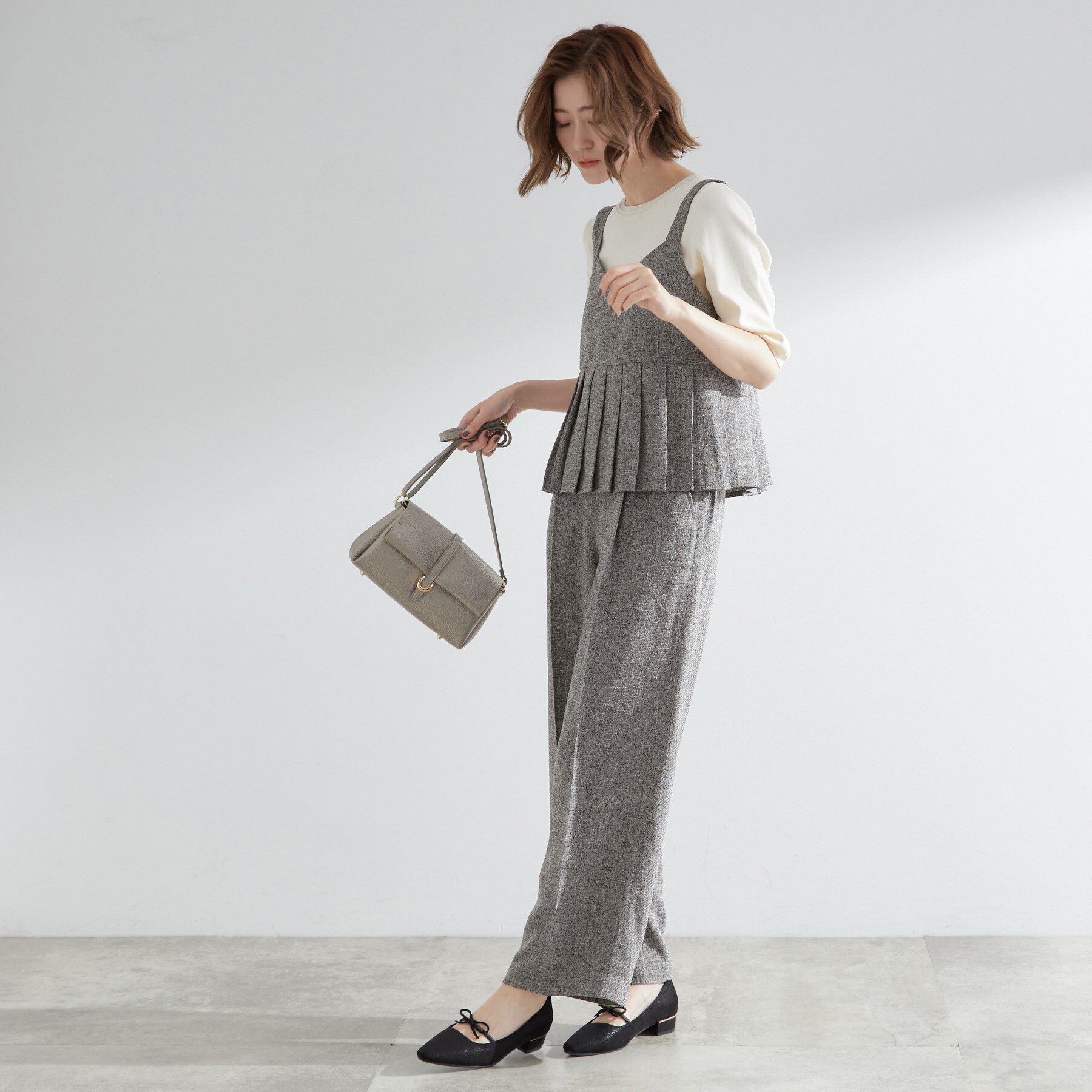 grove「【2点SET/体型カバー】夏から秋まで着まわせる！プリーツビスチェセットアップ」|スーツ|