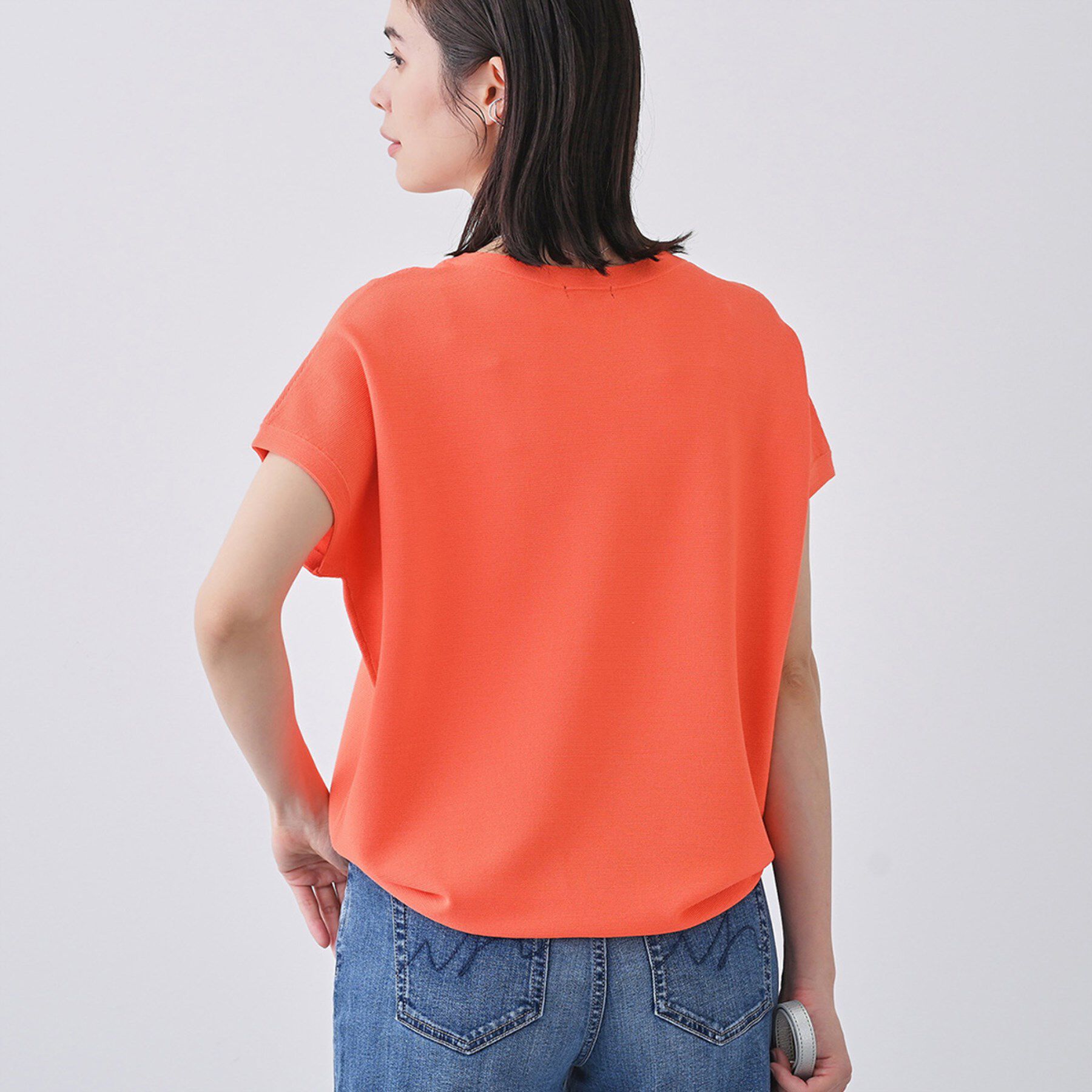 INDIVI「新色登場！【洗える／清涼感】レーヨンストレッチ フレンチスリーブニット」|ニット・セーター|