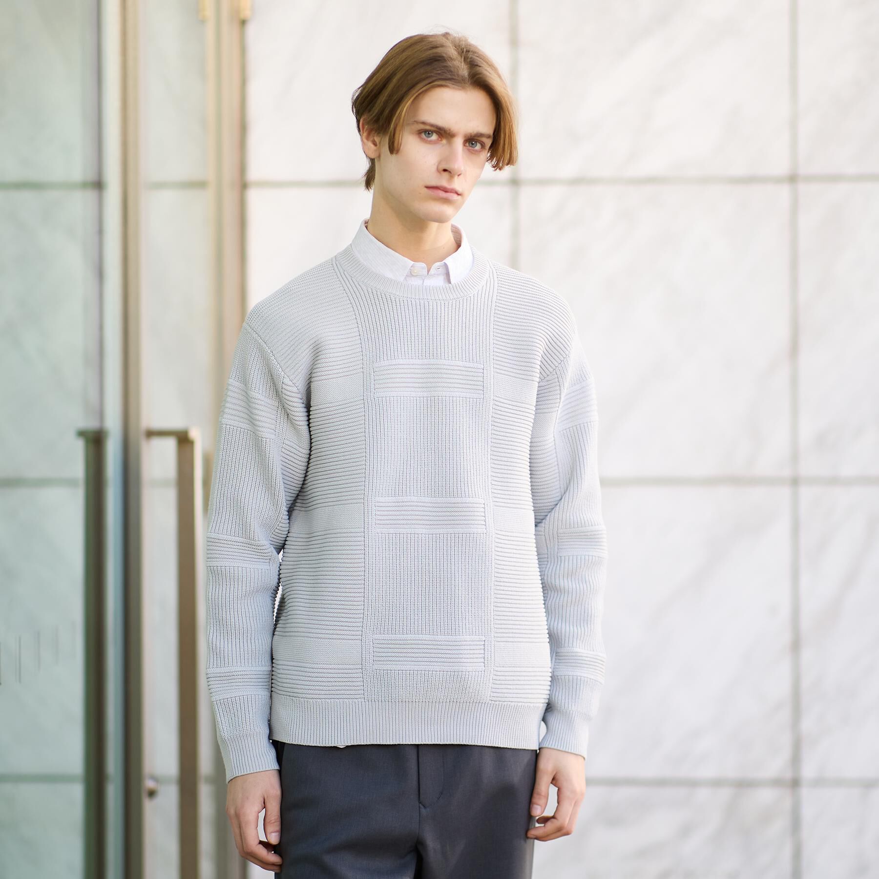 TAKEO KIKUCHI「畦編みチェック プルオーバーニット」|ニット・セーター|