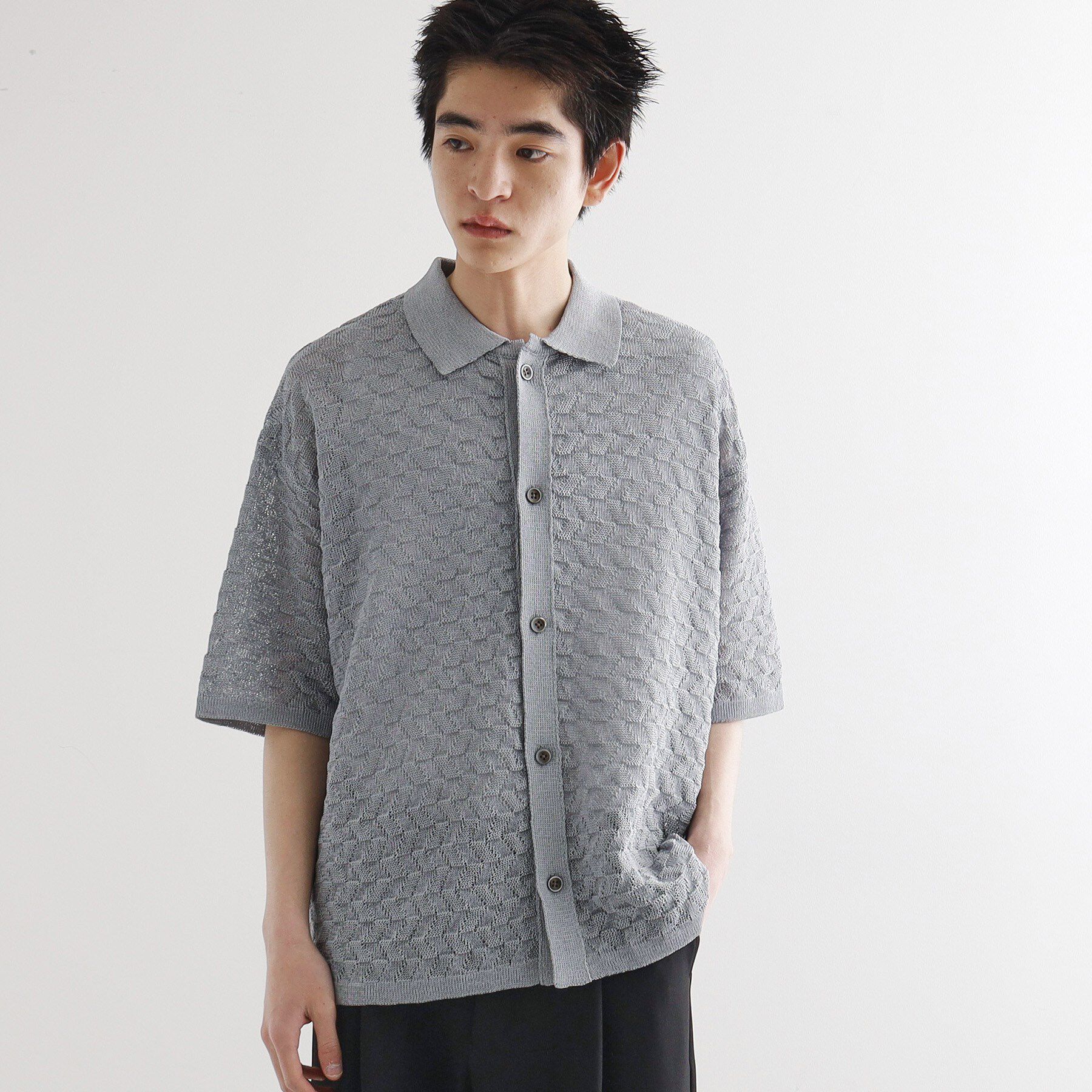 tk.TAKEO KIKUCHI「ニットポロカーディガン」|カーディガン|ライトグレー(011