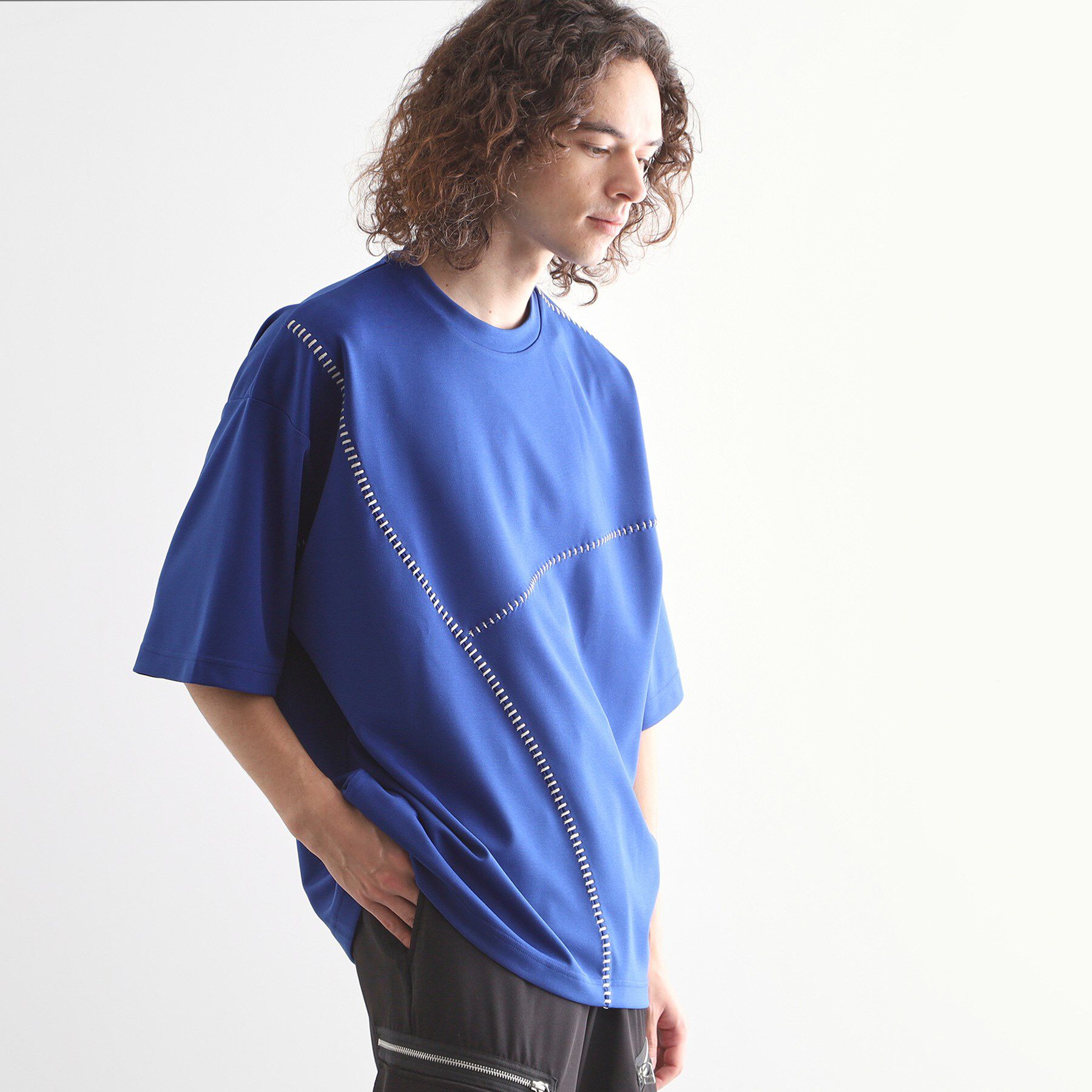 tk.TAKEO KIKUCHI「ハンドステッチスイッチカットソー」|Tシャツ・カットソー|ブルー(092)