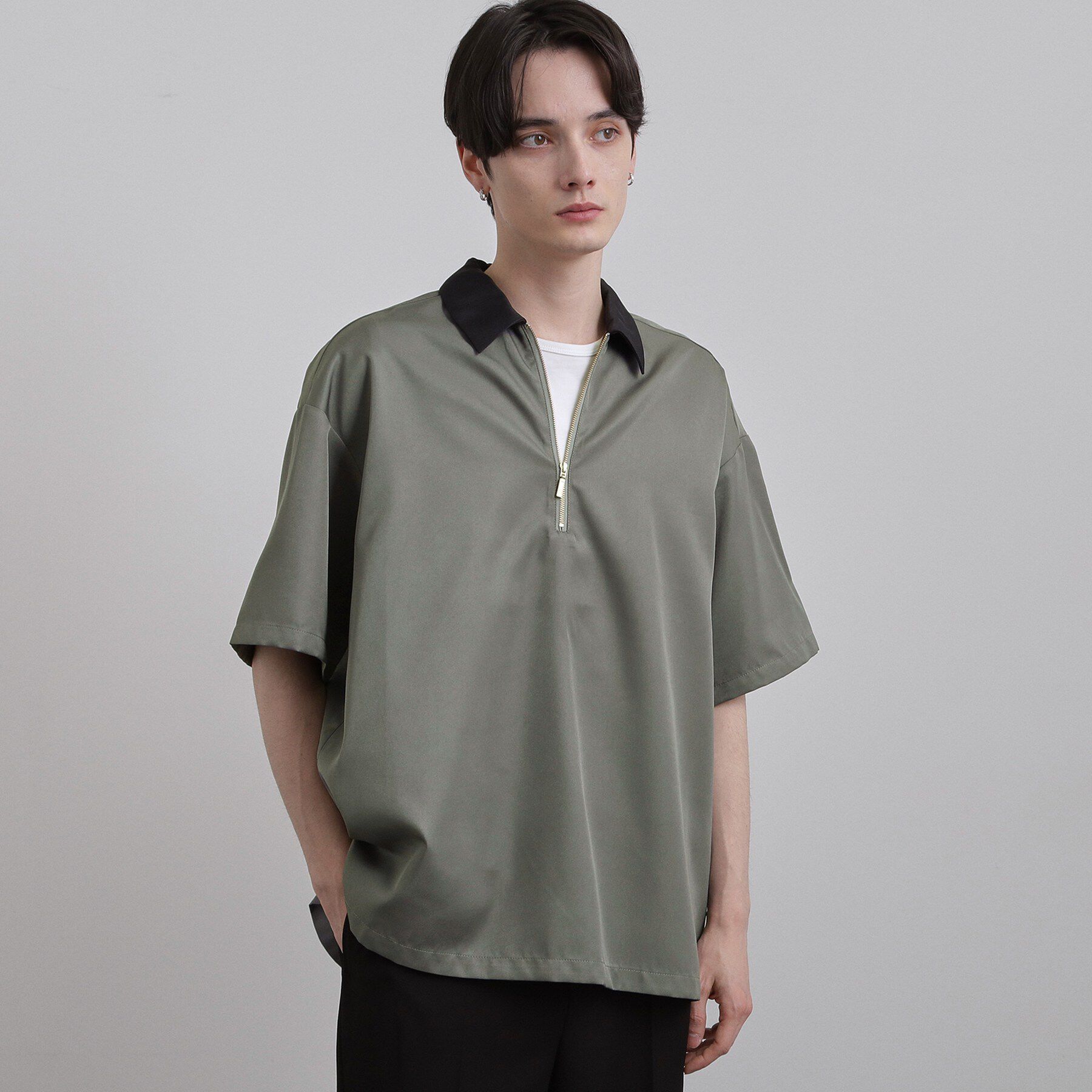 tk.TAKEO KIKUCHI「配色ハーフジップシャツ」|シャツ・ブラウス|グレー(012)