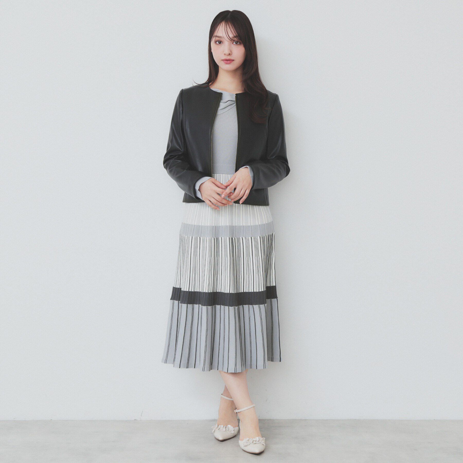 index「ランダムボーダーニットワンピース【洗濯機洗い可】」|ワンピース|