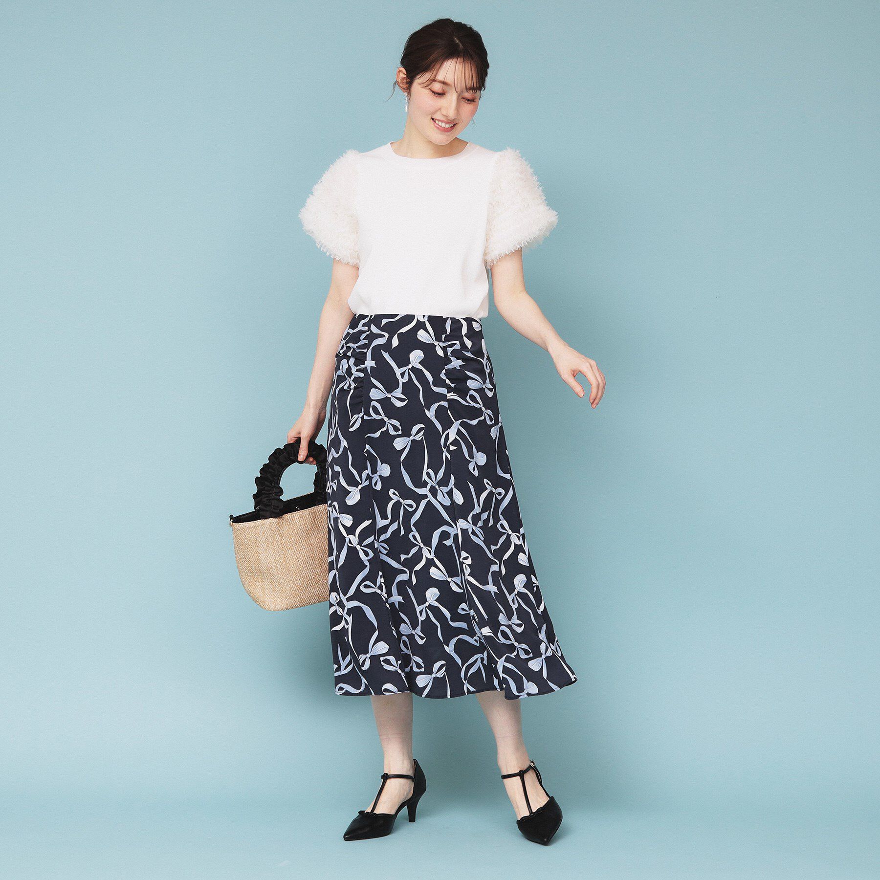 index「リボン柄マーメイドフレアスカート【洗濯機洗い可/イージーアイロン】」|スカート|