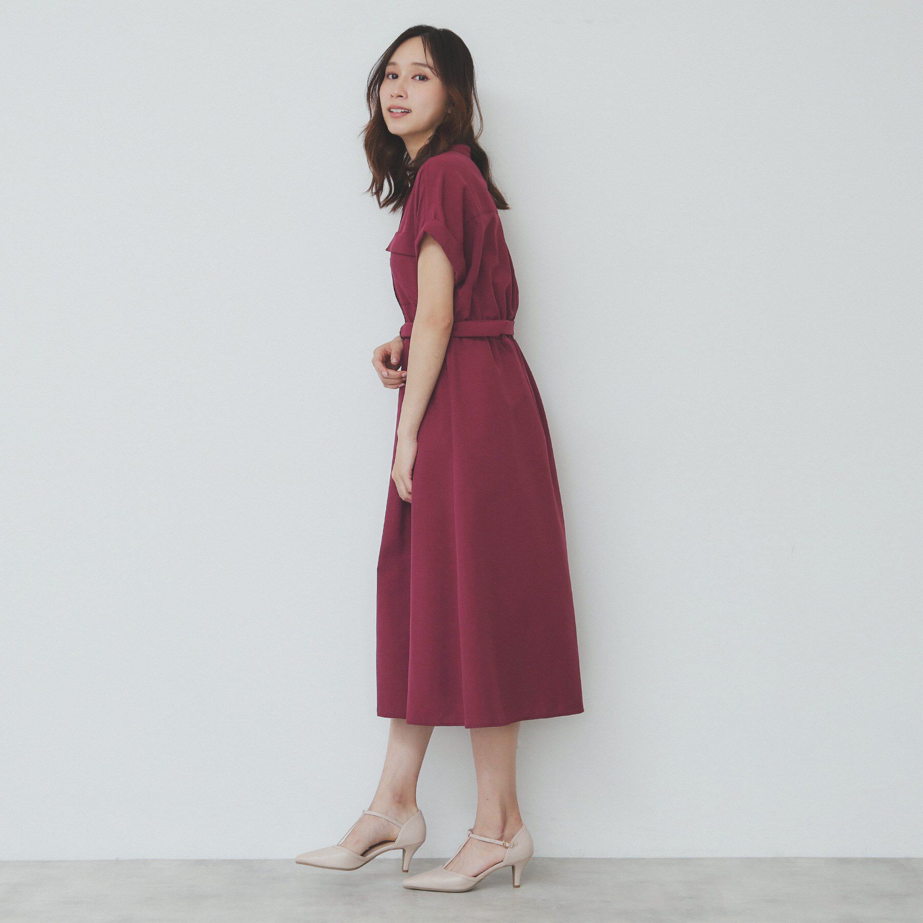 index「《7色展開/XS-LLサイズ》ダブルポケットスキッパーシャツワンピース【吸水速乾/防シワ/イージーア」|ワンピース|