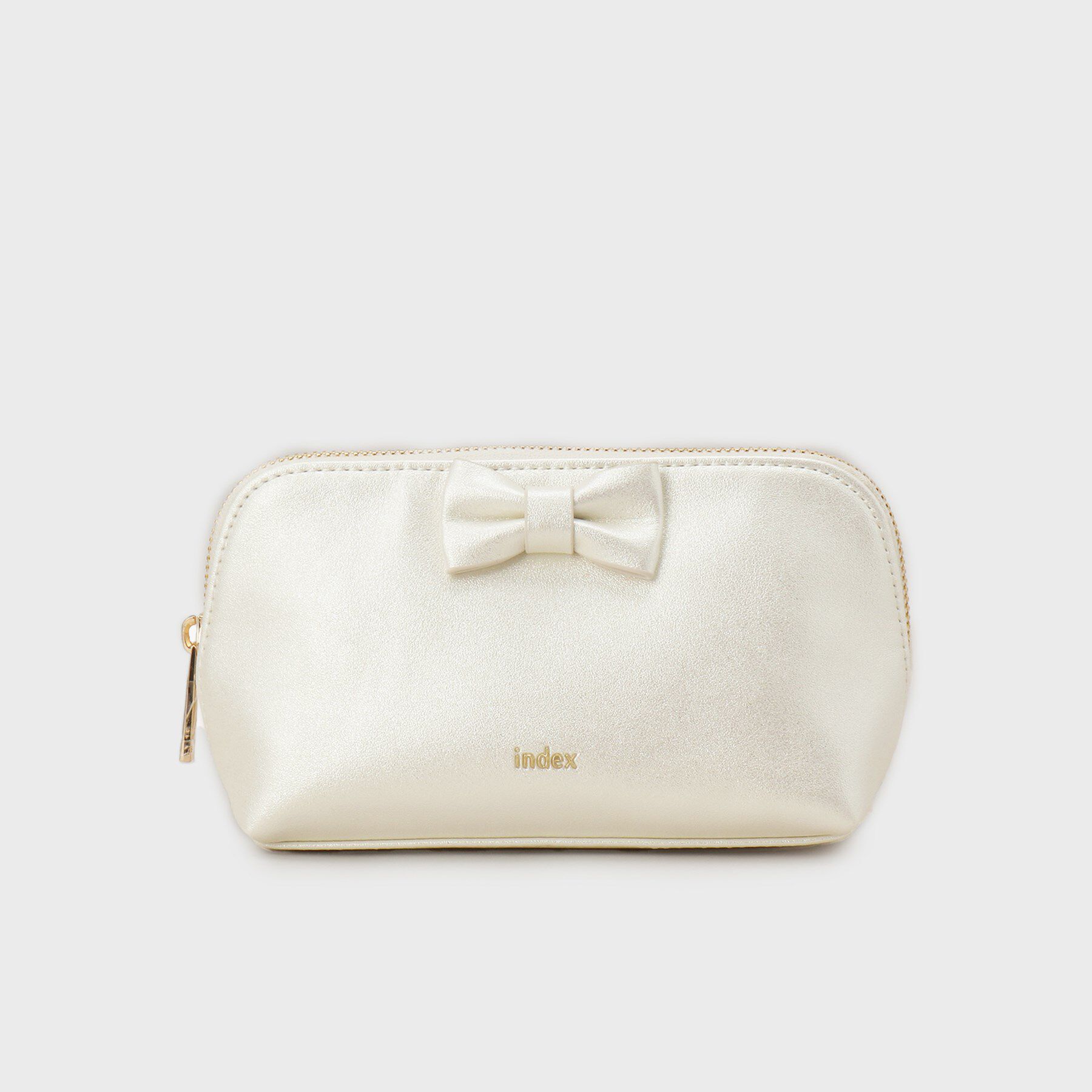index「ラメ合皮リボンポーチ」|ポーチ|オフホワイト(003