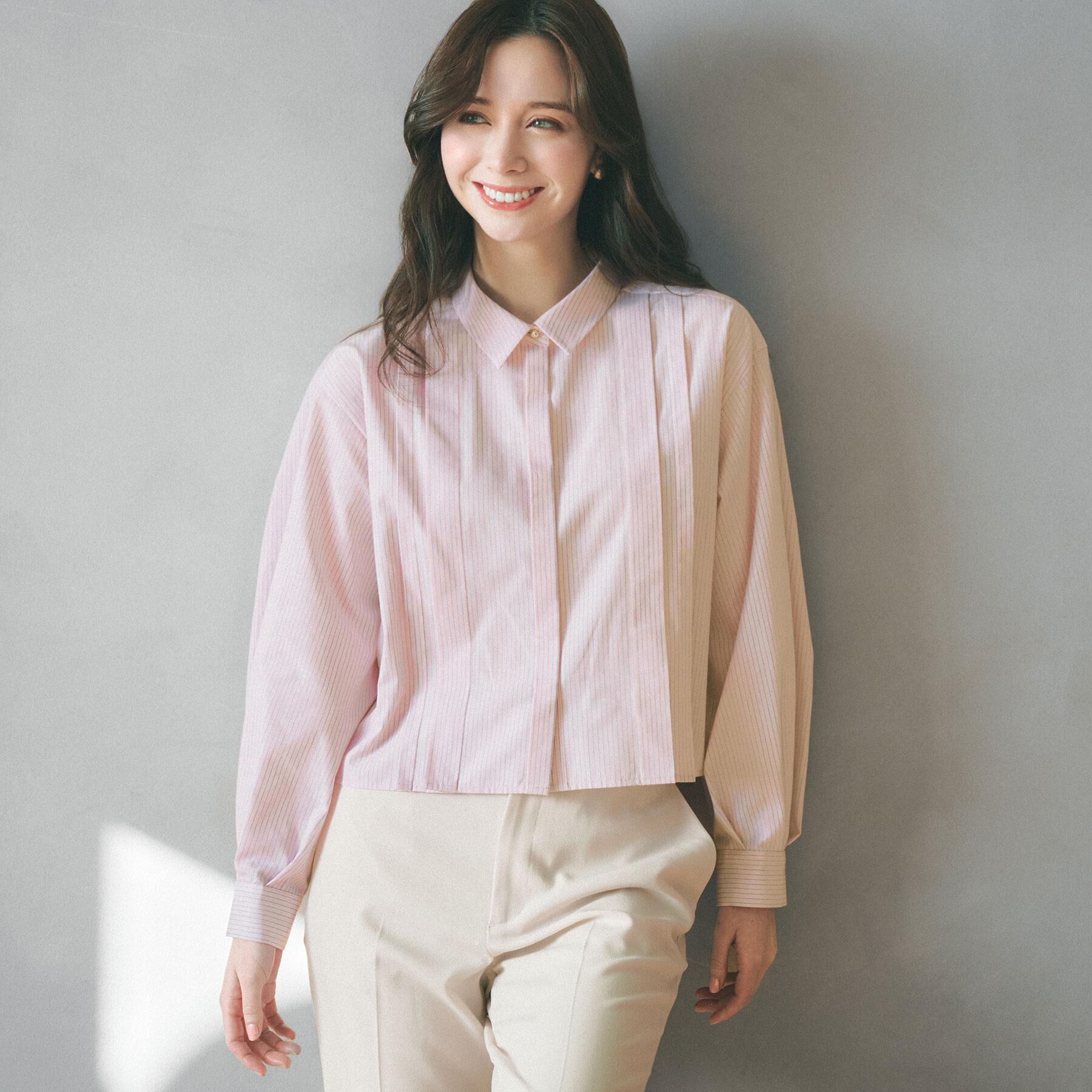 index「ブロード短丈タックシャツ【洗濯機OK】《5col》」|シャツ・ブラウス|