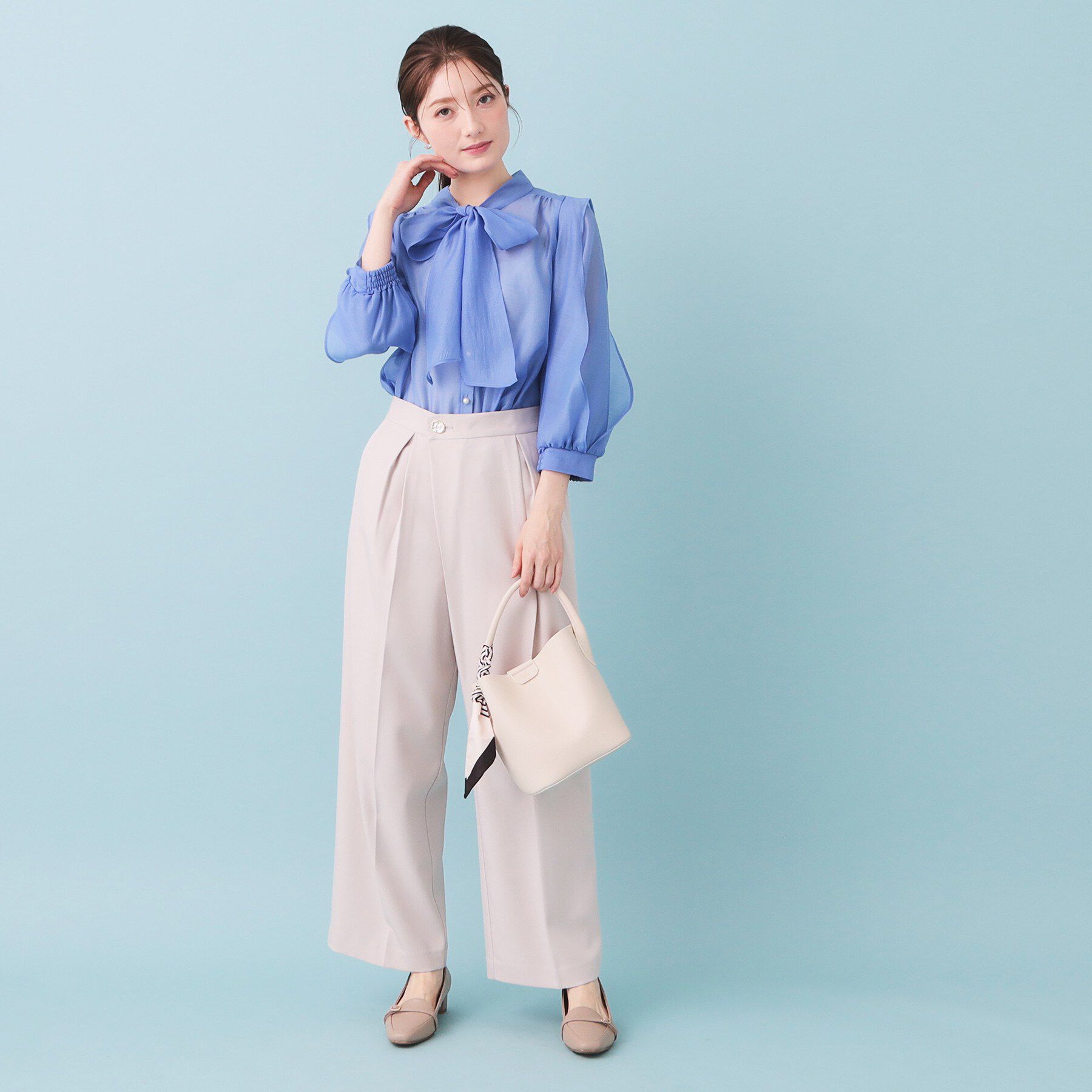 index「オーガンシアーリボンフリルブラウス【洗濯機OK/イージーアイロン】」|シャツ・ブラウス|