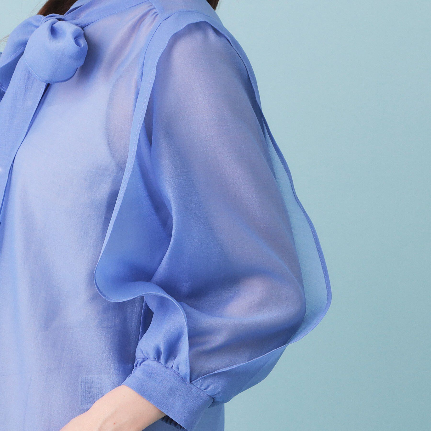 index「オーガンシアーリボンフリルブラウス【洗濯機OK/イージーアイロン】」|シャツ・ブラウス|