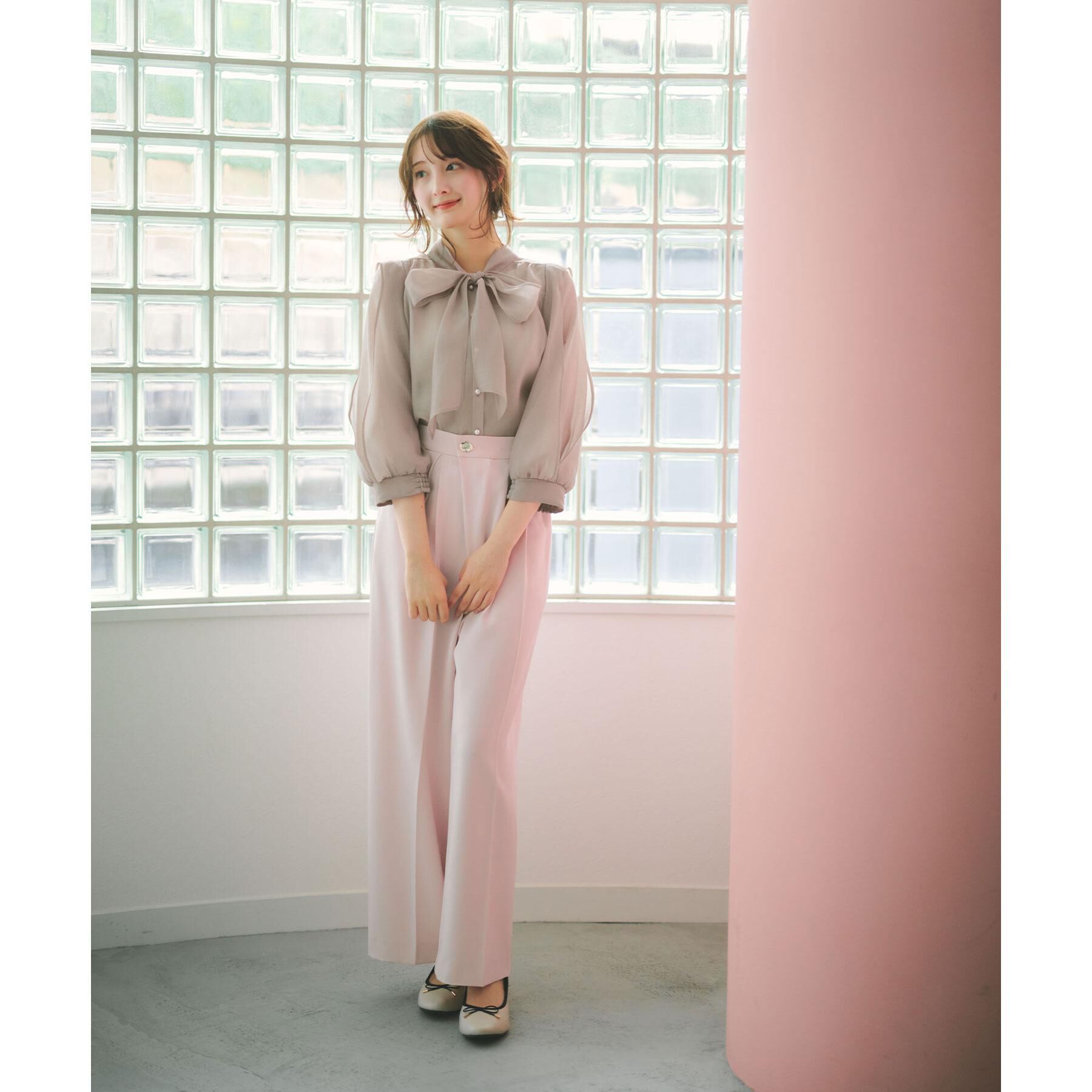 index「オーガンシアーリボンフリルブラウス【洗濯機OK/イージーアイロン】」|シャツ・ブラウス|