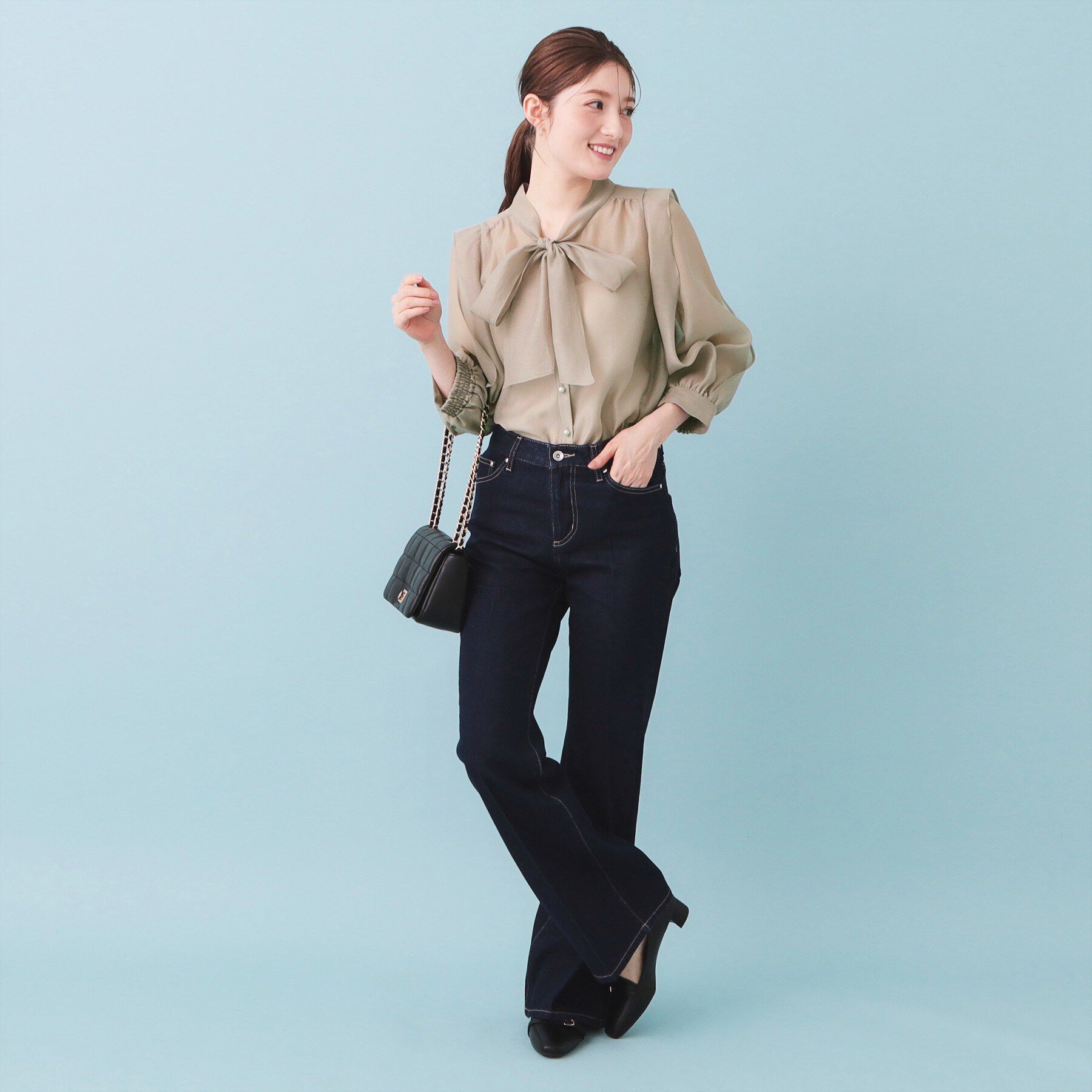 index「オーガンシアーリボンフリルブラウス【洗濯機OK/イージーアイロン】」|シャツ・ブラウス|