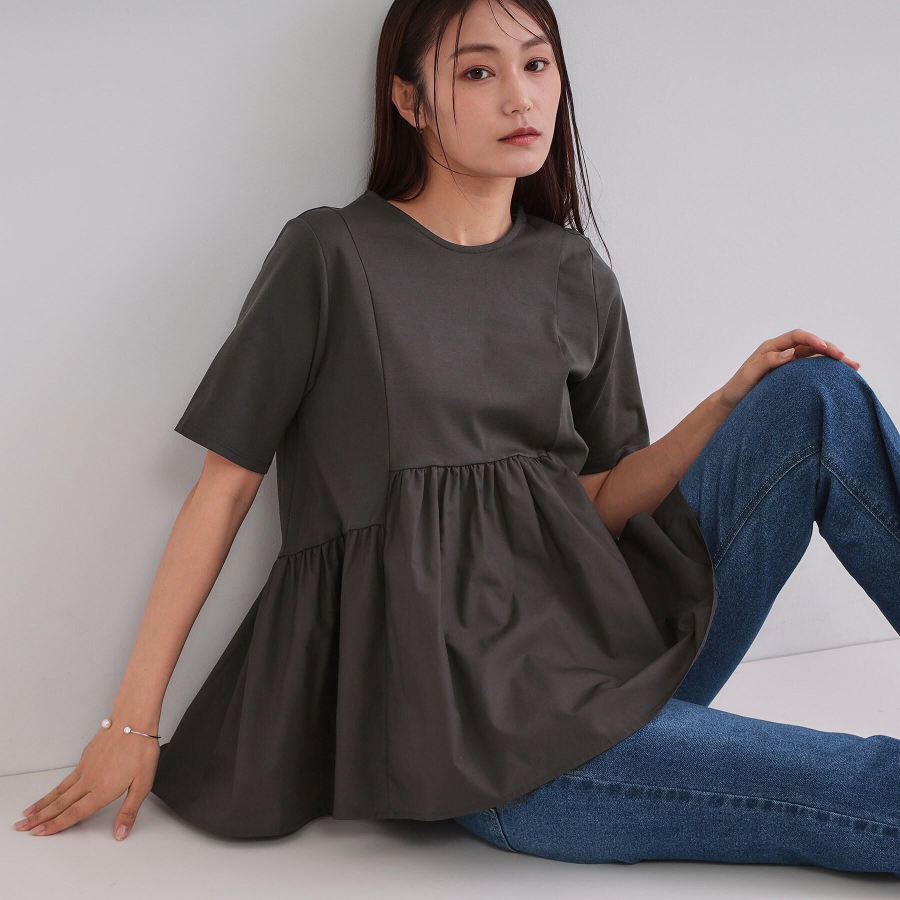 OPAQUE.CLIP「ペプラムドッキングカットソー【洗濯機洗い可】」|Tシャツ・カットソー|