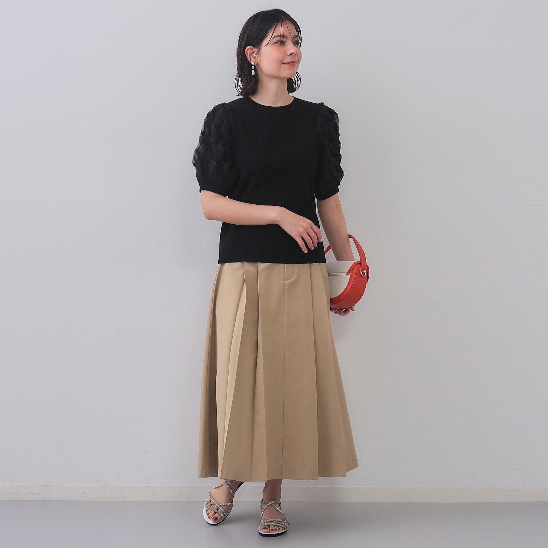 OPAQUE.CLIP「フリルスリーブデザインニット【洗濯機洗い可】」|Tシャツ・カットソー|