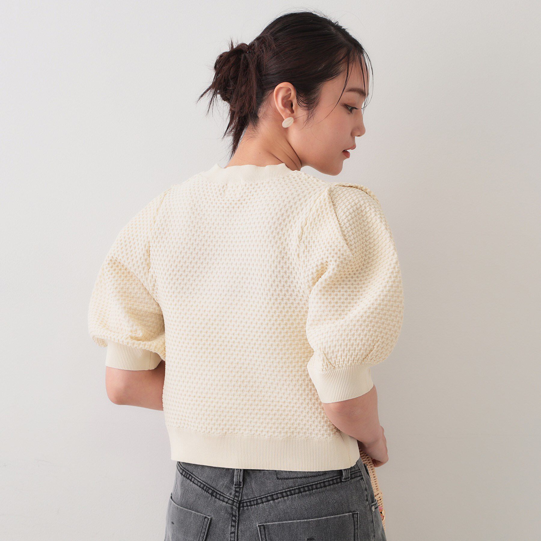 OPAQUE.CLIP「ぽこぽこパフスリーブニット【洗濯機洗い可/抗ピル】」|ニット・セーター|
