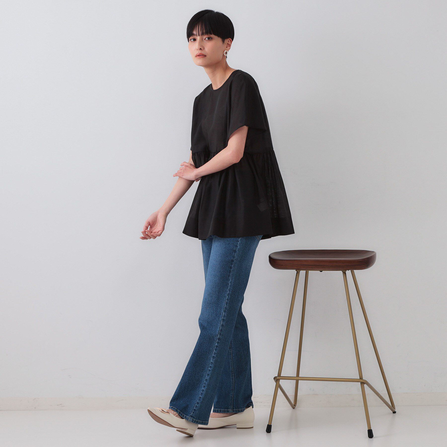 OPAQUE.CLIP「麻混シアーペプラムブラウス【洗濯機洗い可】」|シャツ・ブラウス|