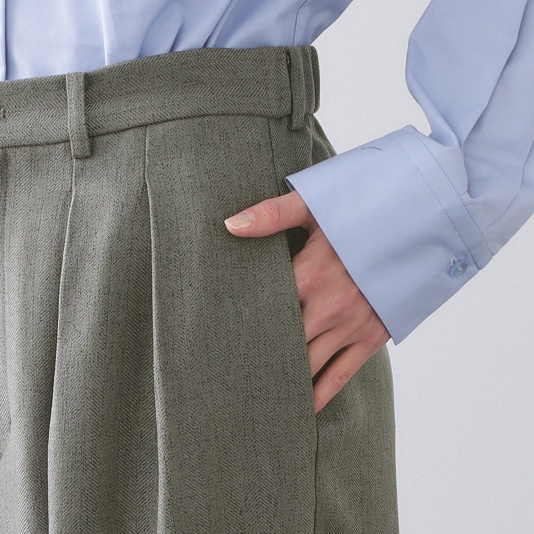 OPAQUE.CLIP「ヘリンボーンタックワイドパンツ【洗濯機OK】」|その他|