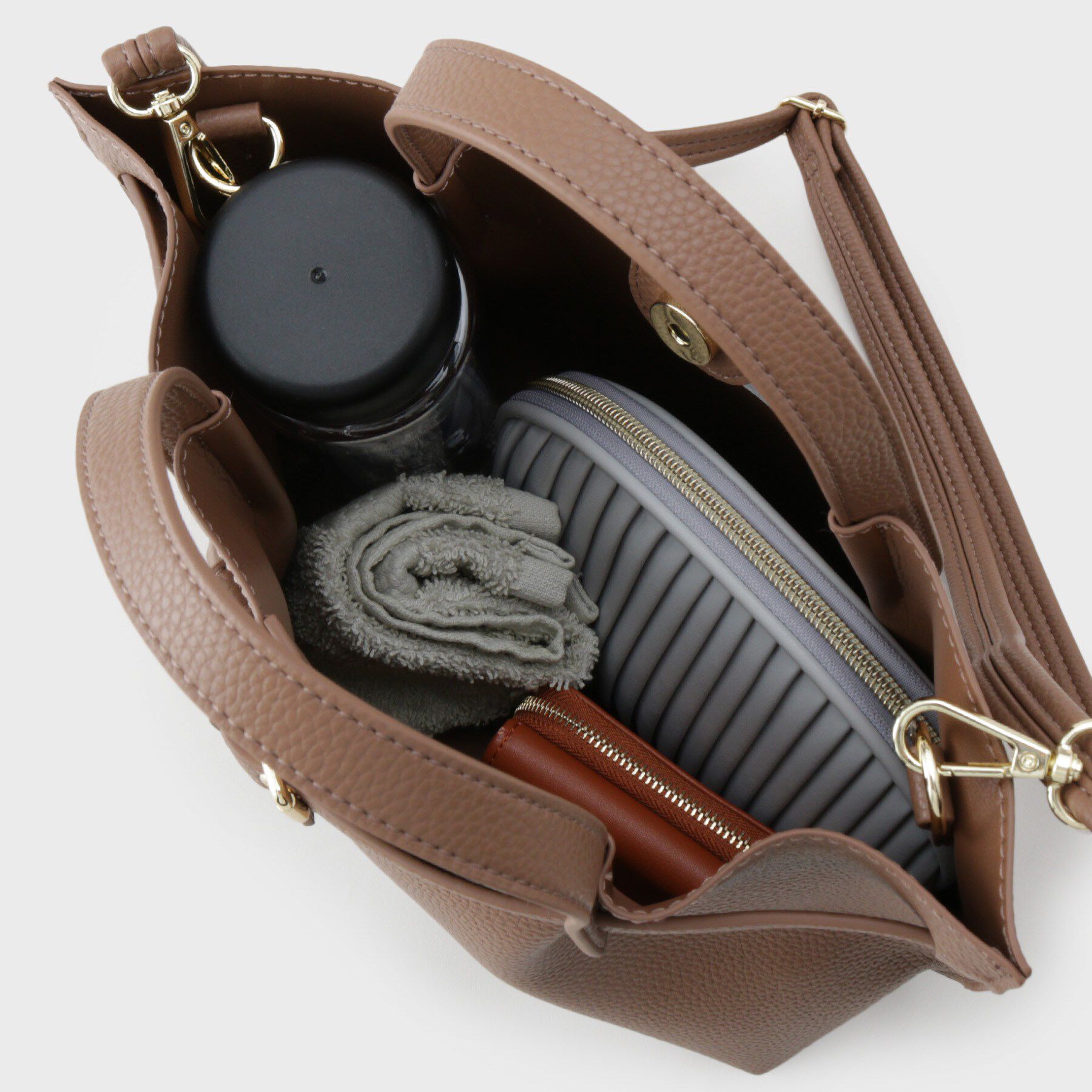 OPAQUE.CLIP「ベルトデザイン軽量シュリンク合皮ミドル」|トートバッグ|