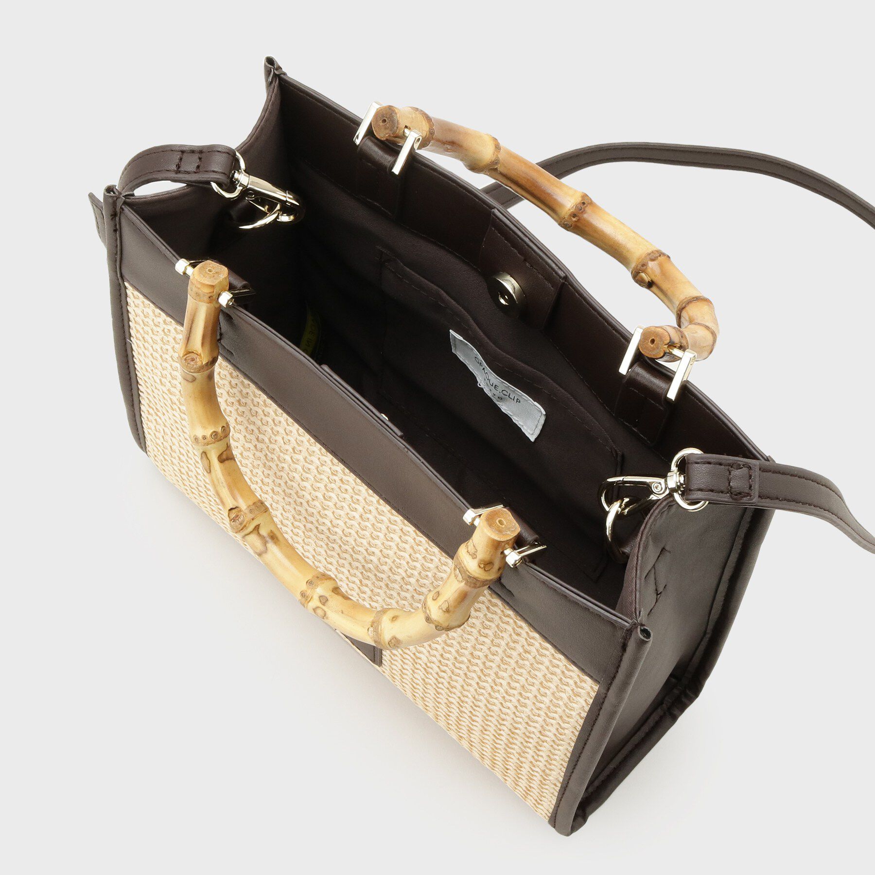 OPAQUE.CLIP「バンブーハンドルスクエアミドルトートバッグ【2WAY】」|トートバッグ|