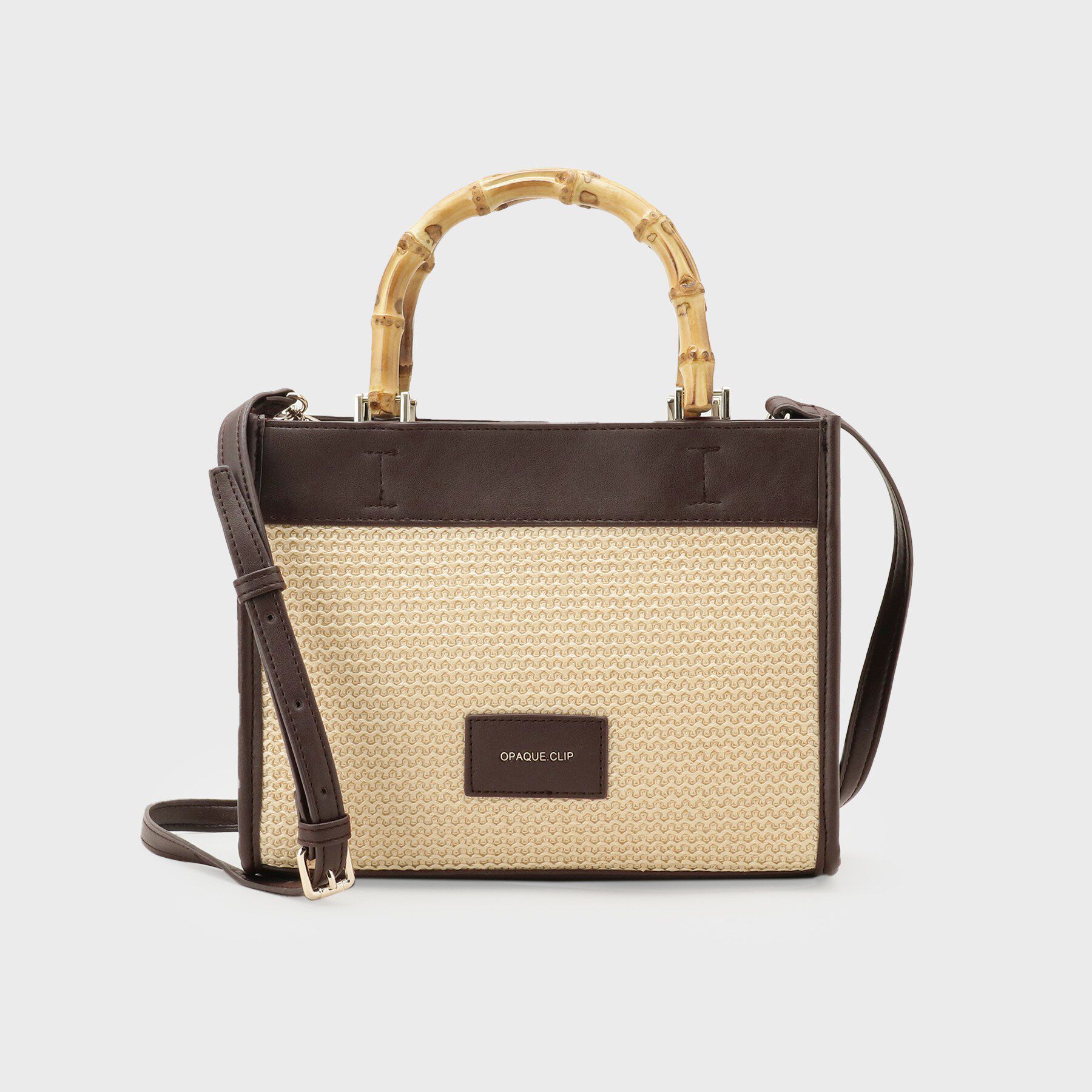 OPAQUE.CLIP「バンブーハンドルスクエアミドルトートバッグ【2WAY】」|トートバッグ|