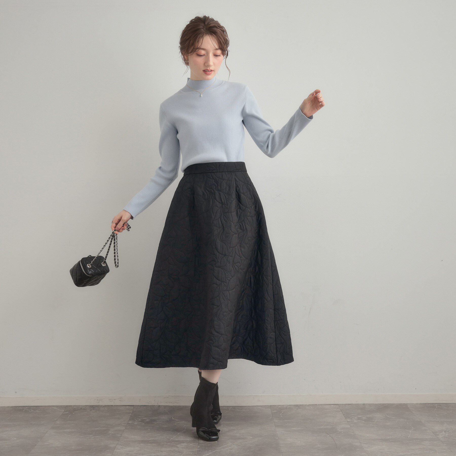 Couture broach「【洗える】リーフジャカード フレアスカート」|スカート|