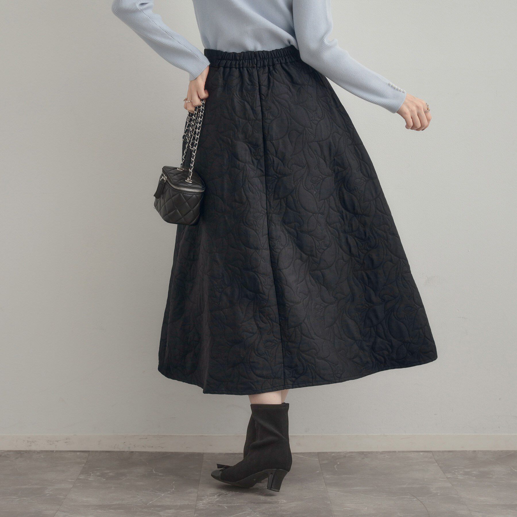 Couture broach「【洗える】リーフジャカード フレアスカート」|スカート|
