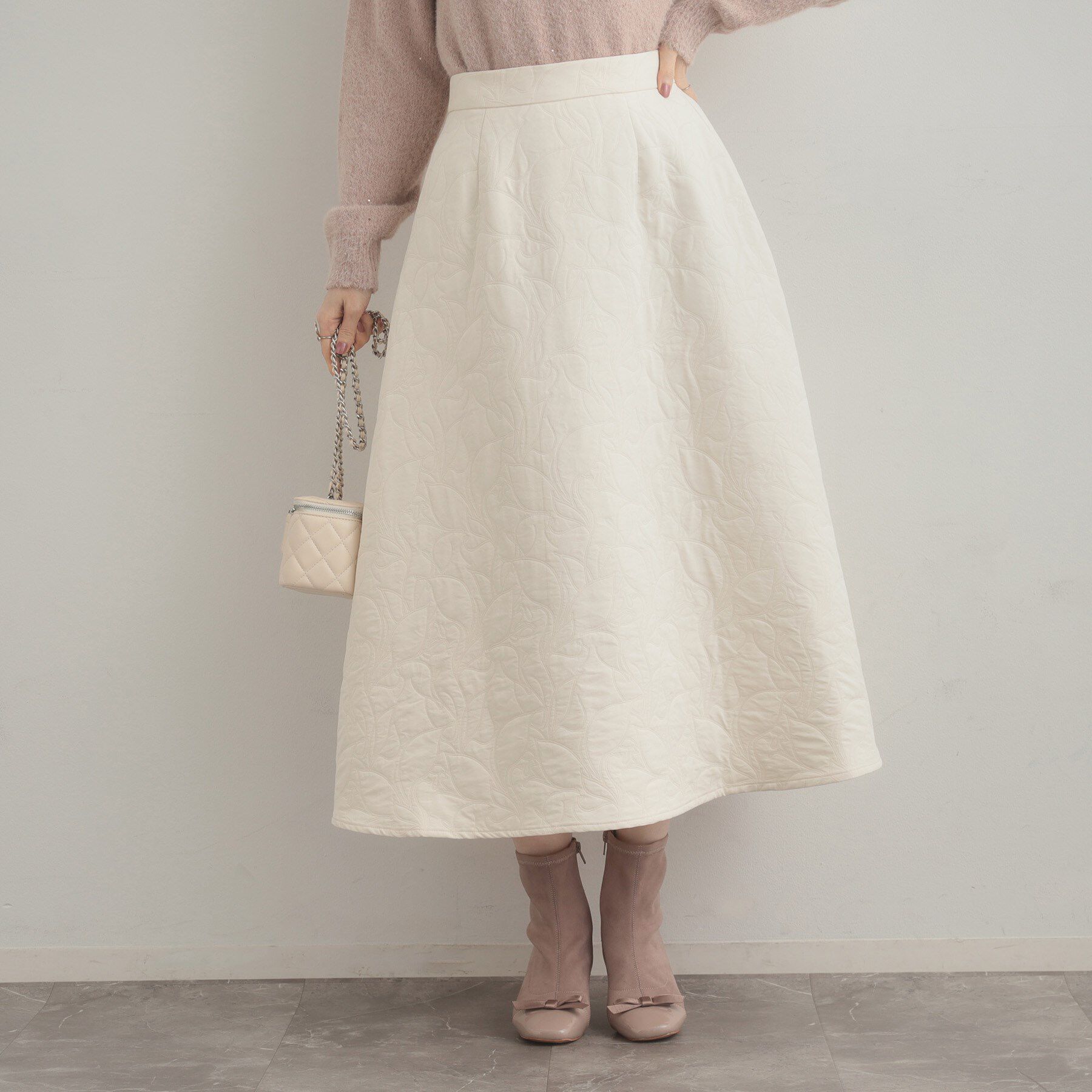 Couture broach「【洗える】リーフジャカード フレアスカート」|スカート|