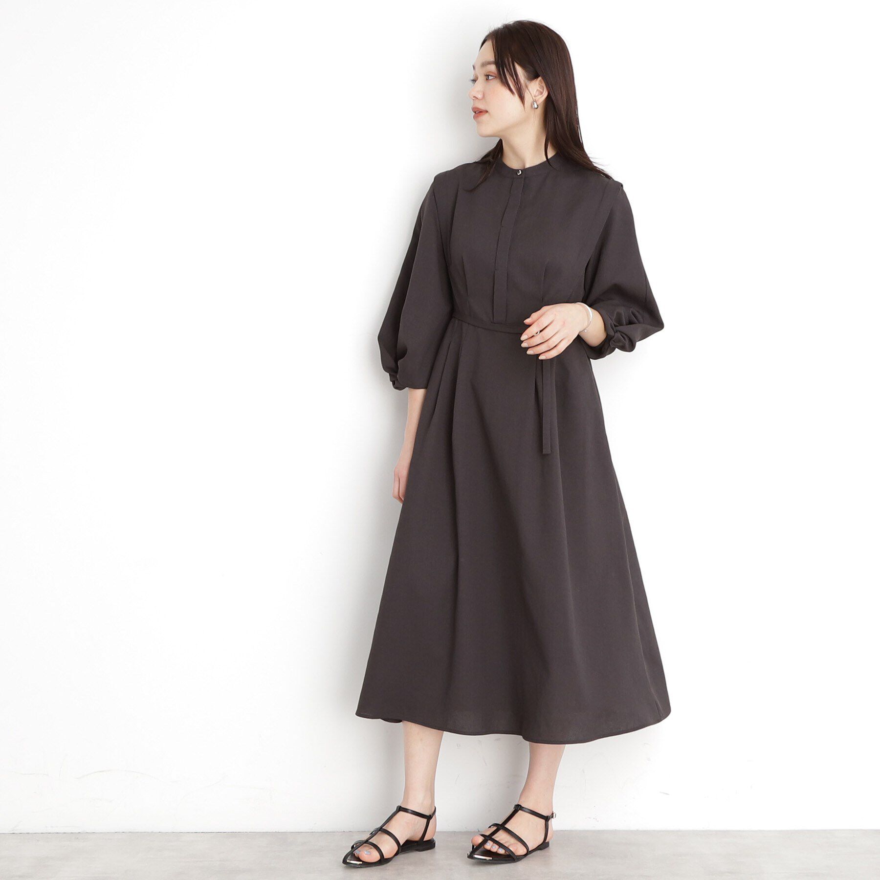 THE SHOP TK「麻調メッシュワンピース【洗える】」|ワンピース|