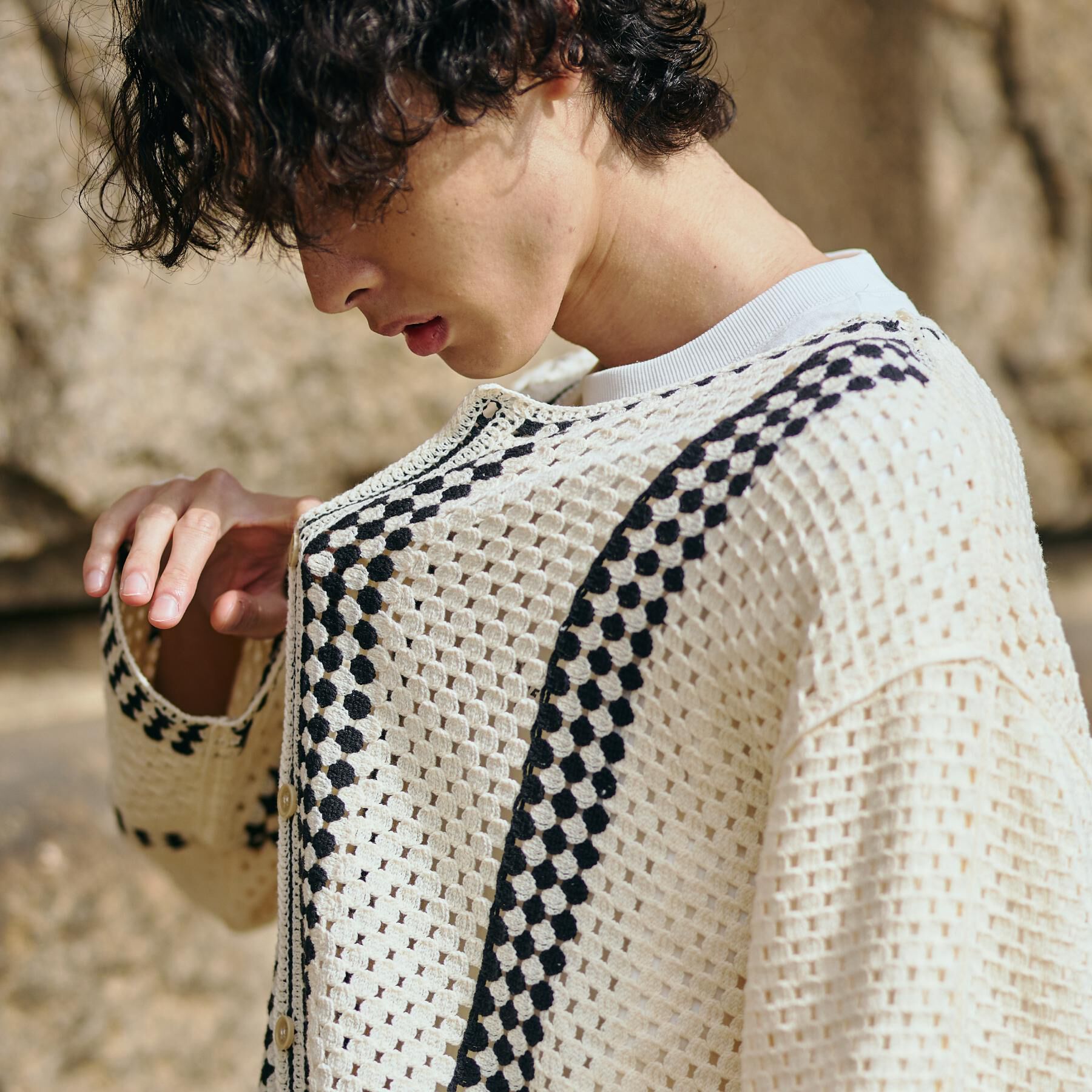 THE SHOP TK「クロシェ編み風ニットカーディガン」|カーディガン|