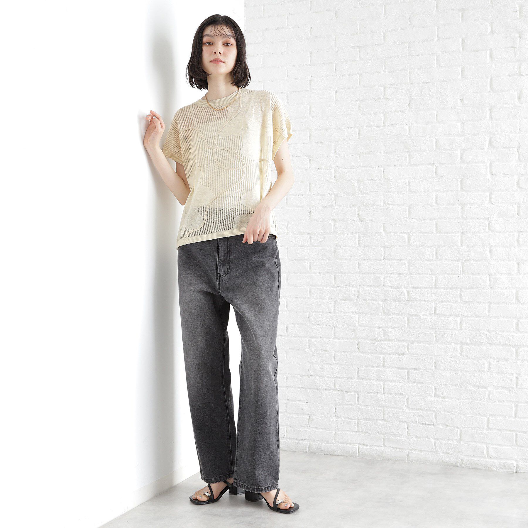 THE SHOP TK「コード刺繍シアーニット【洗える】」|ニット・セーター|