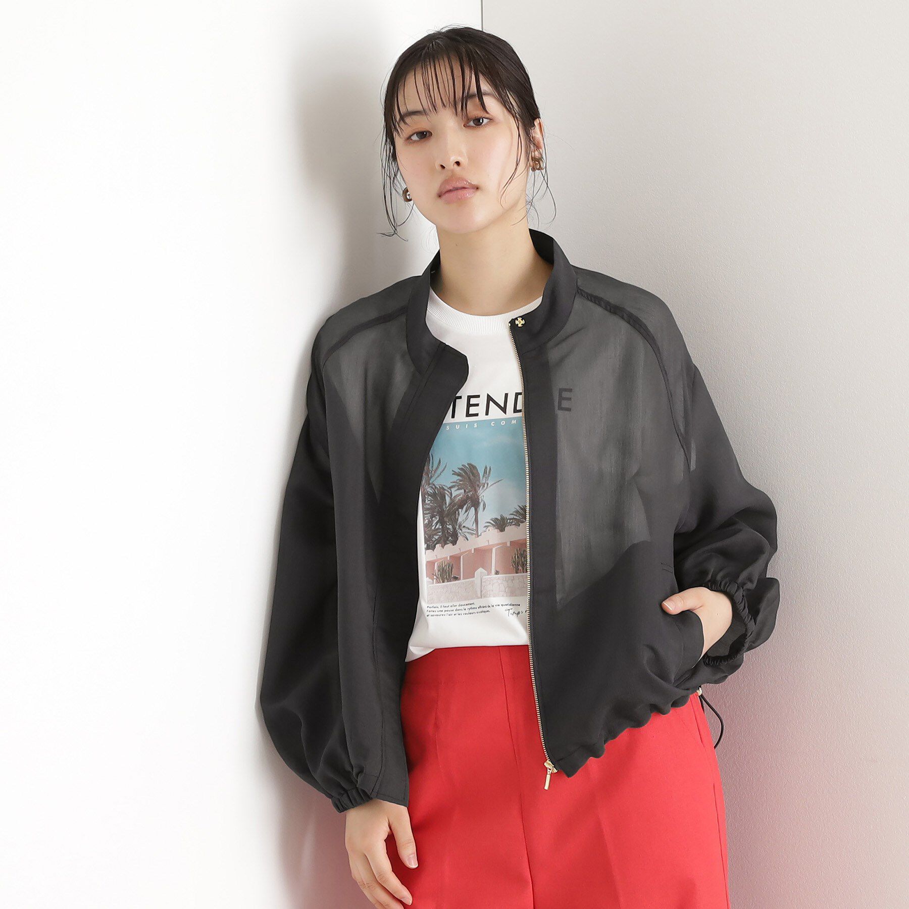 THE SHOP TK「シアースタンドカラーブルゾン【洗える】」|ブルゾン・スタジャン|スミクロ(018)