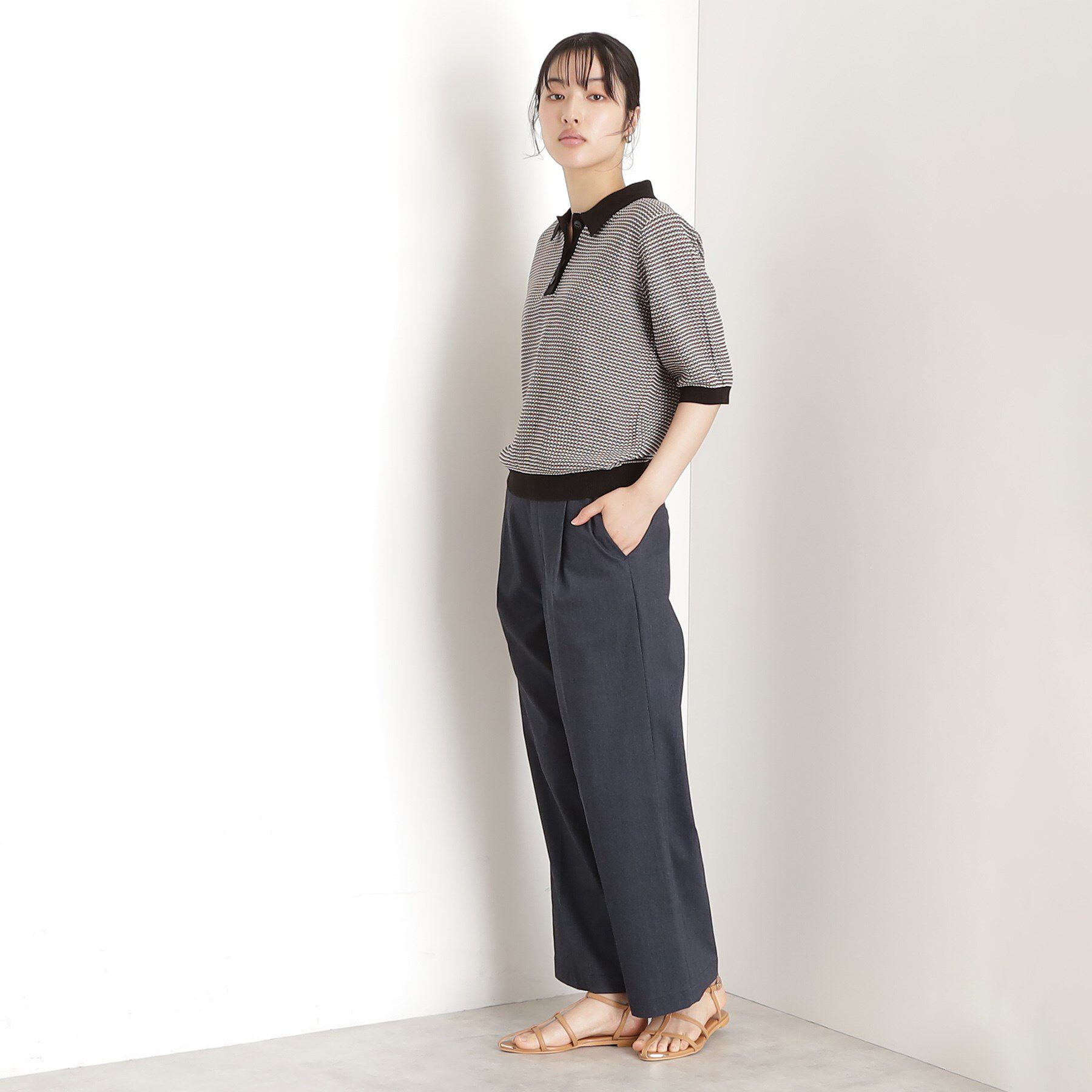 THE SHOP TK「【XS-XLサイズ/ラクに穿ける】ハイパーストレッチワイドパンツ/接触冷感/洗える」|その他|