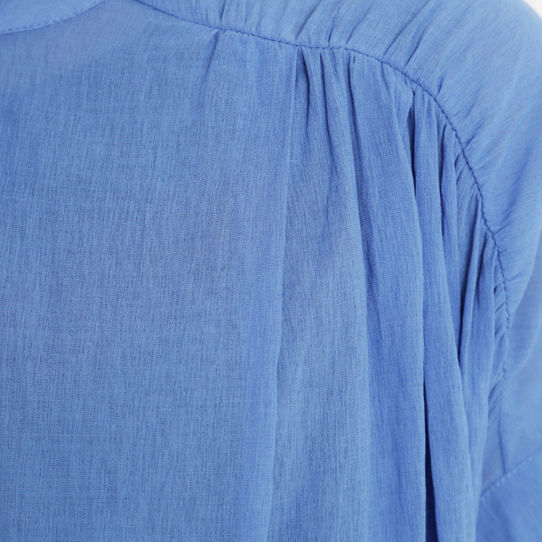 THE SHOP TK「麻調シアーフリルギャザーブラウス【洗える】」|シャツ・ブラウス|