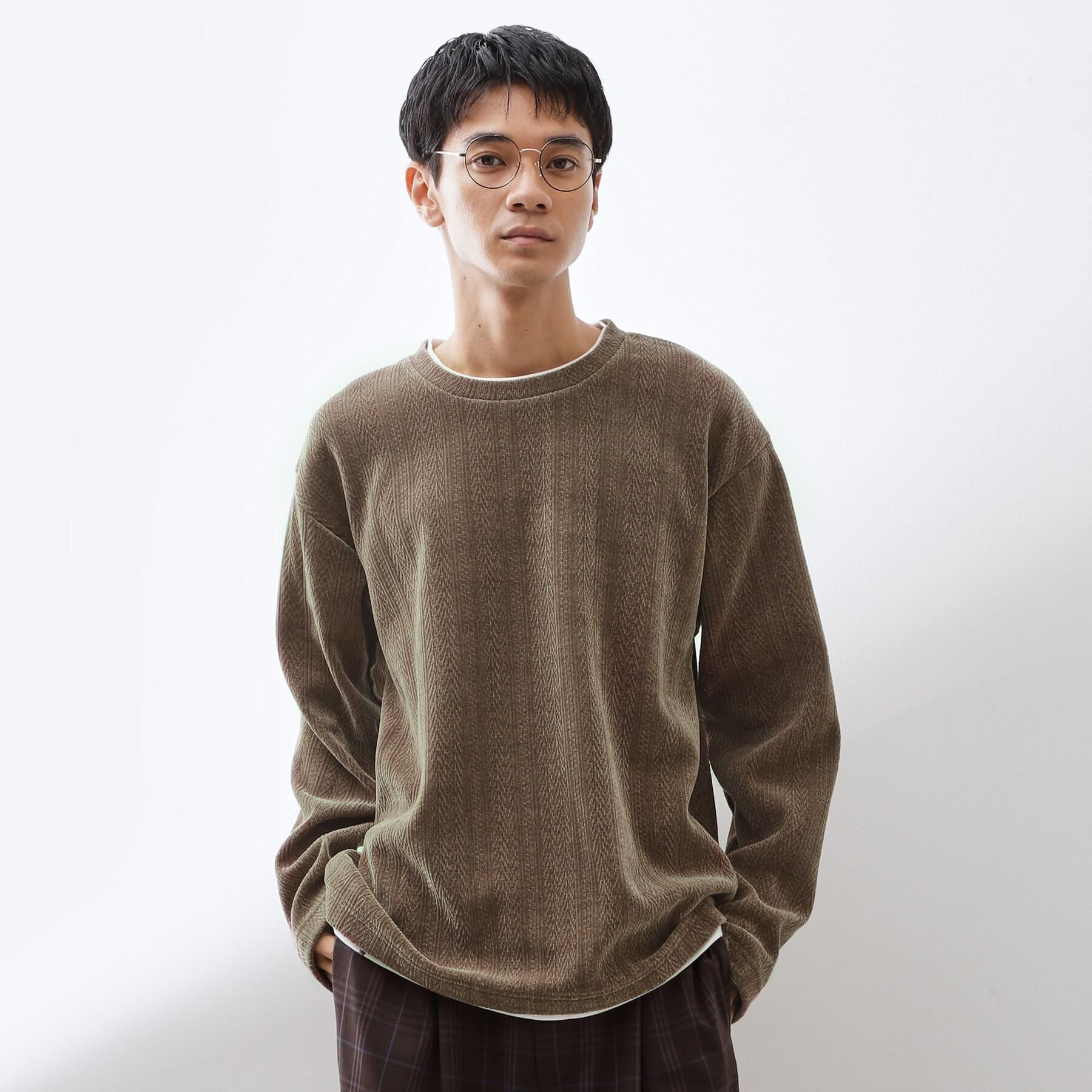 THE SHOP TK「【心地良い、滑らかさ】レイヤード風ケーブル ニットソー 【洗濯機OK】」|Tシャツ・カットソー|