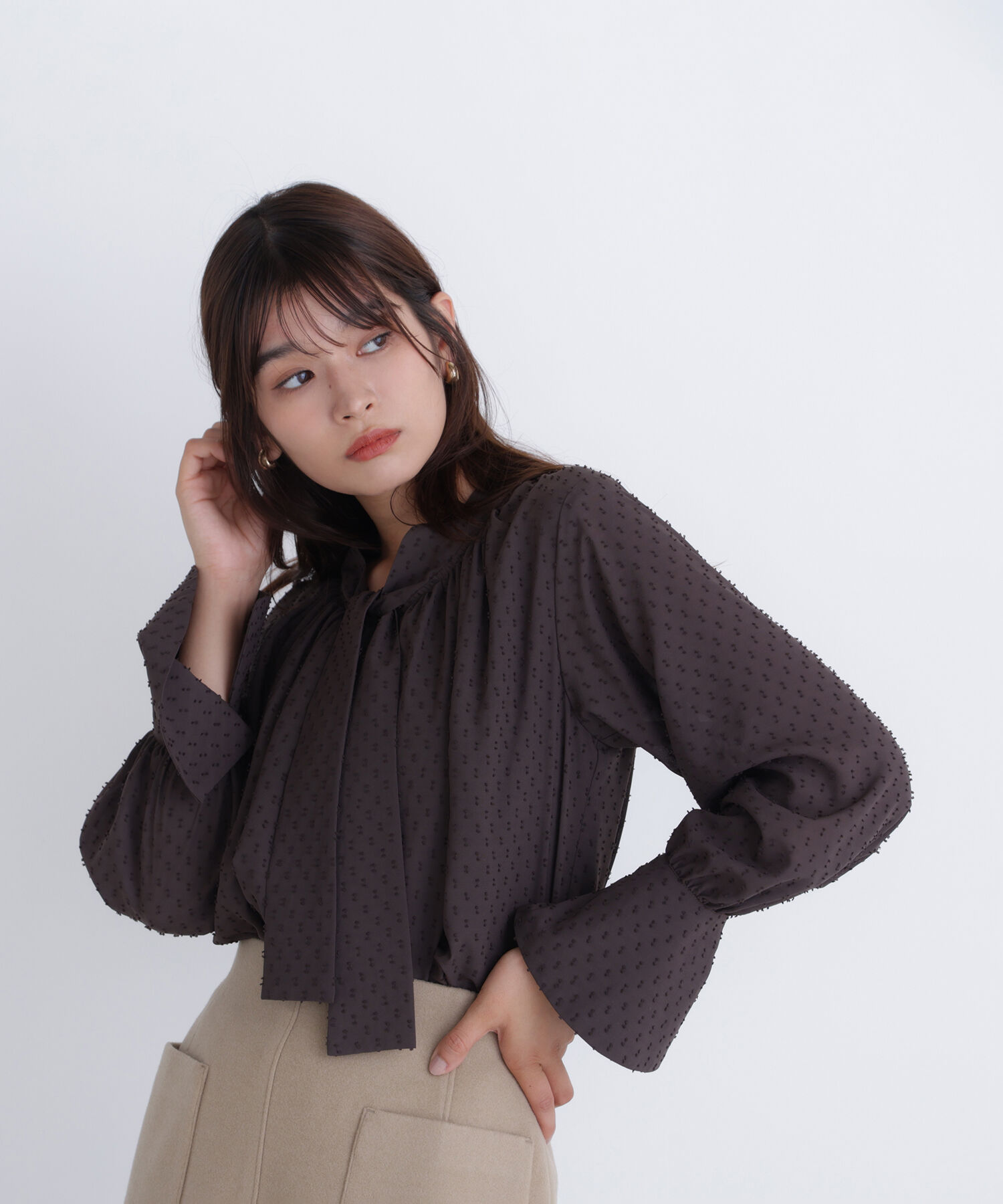  「カットドビーボウブラウス」|シャツ・ブラウス|