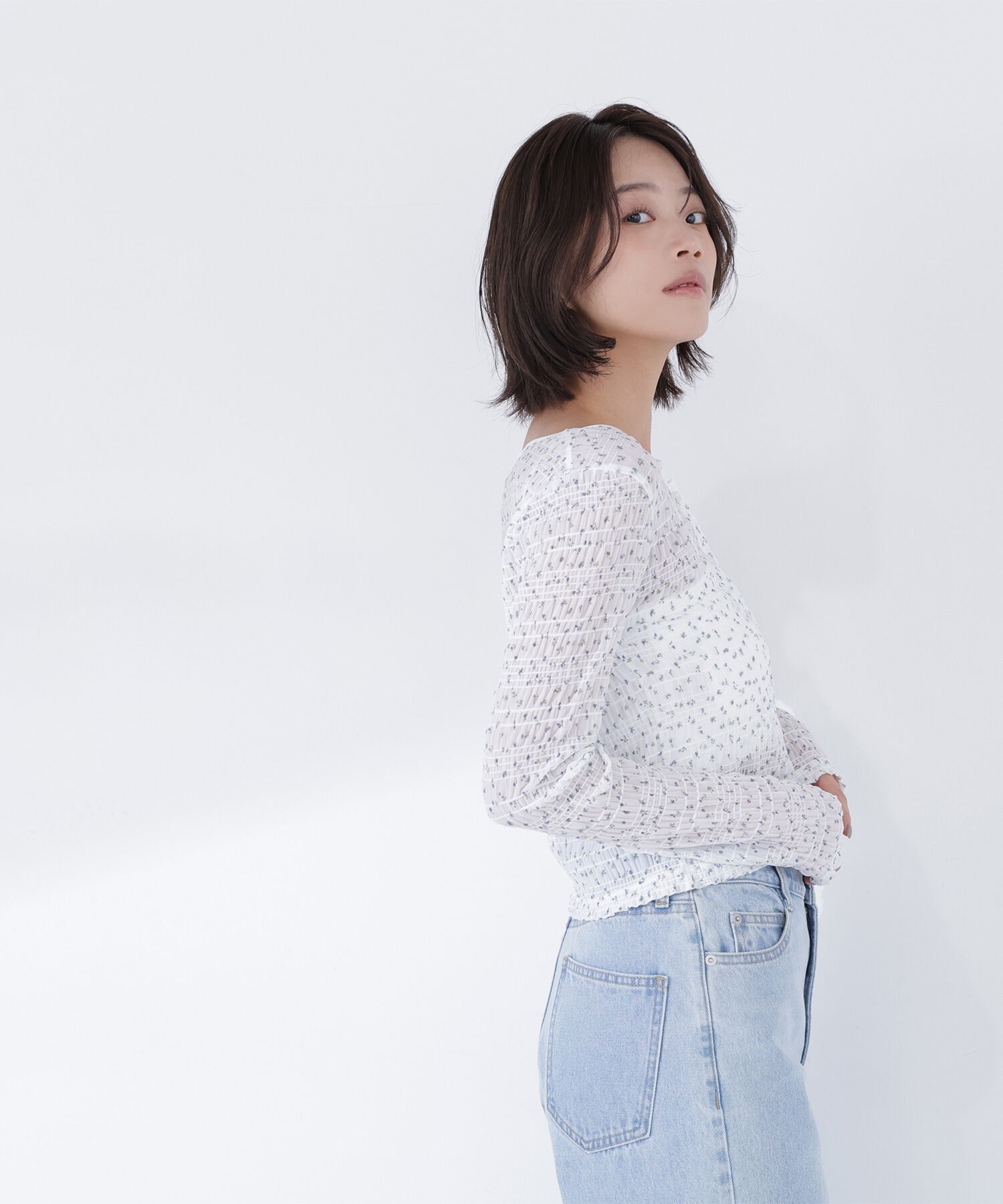  「フラワープリントシャーリングカットソー」|Tシャツ・カットソー|