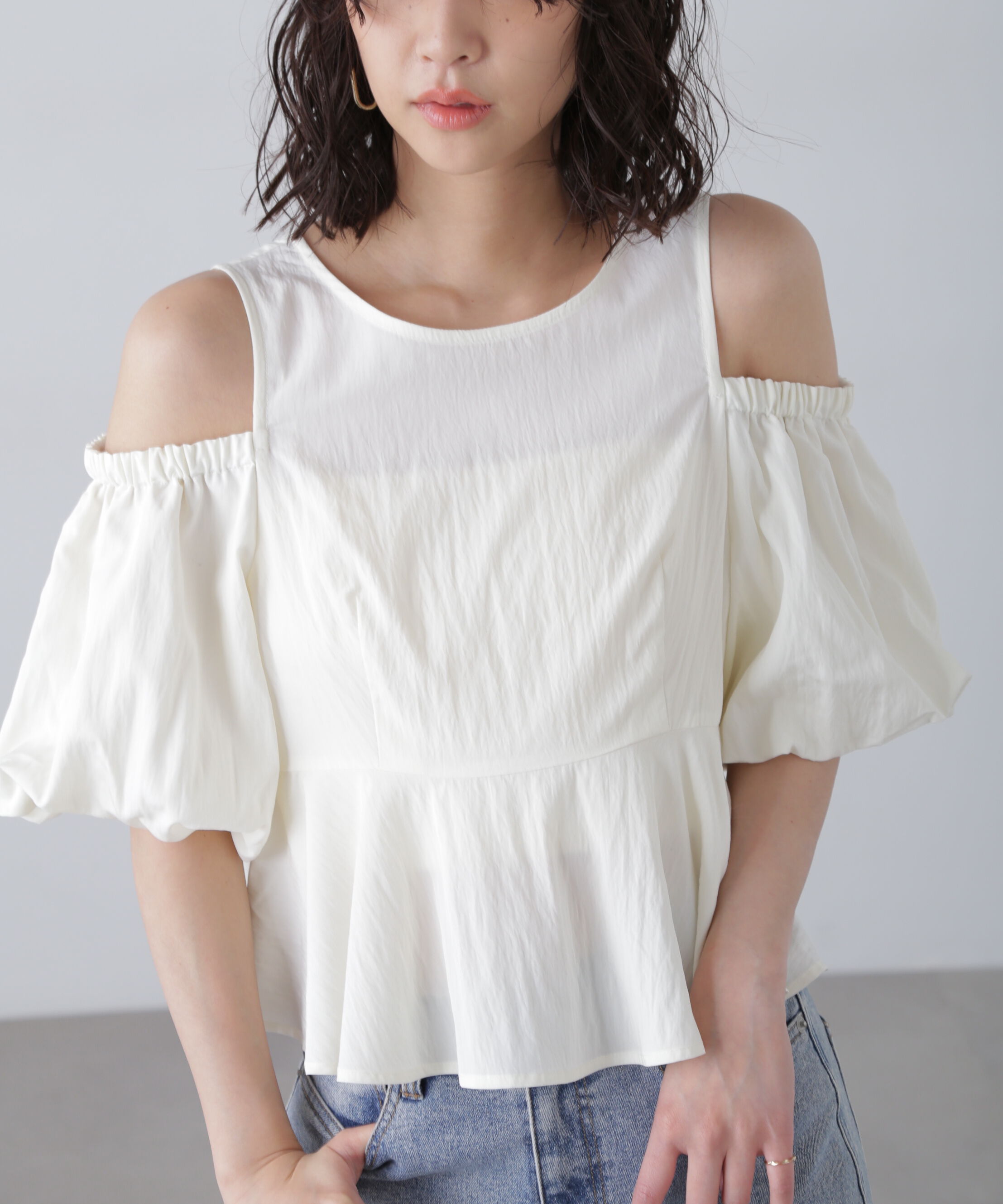  「オフショルペプラムブラウス」|シャツ・ブラウス|