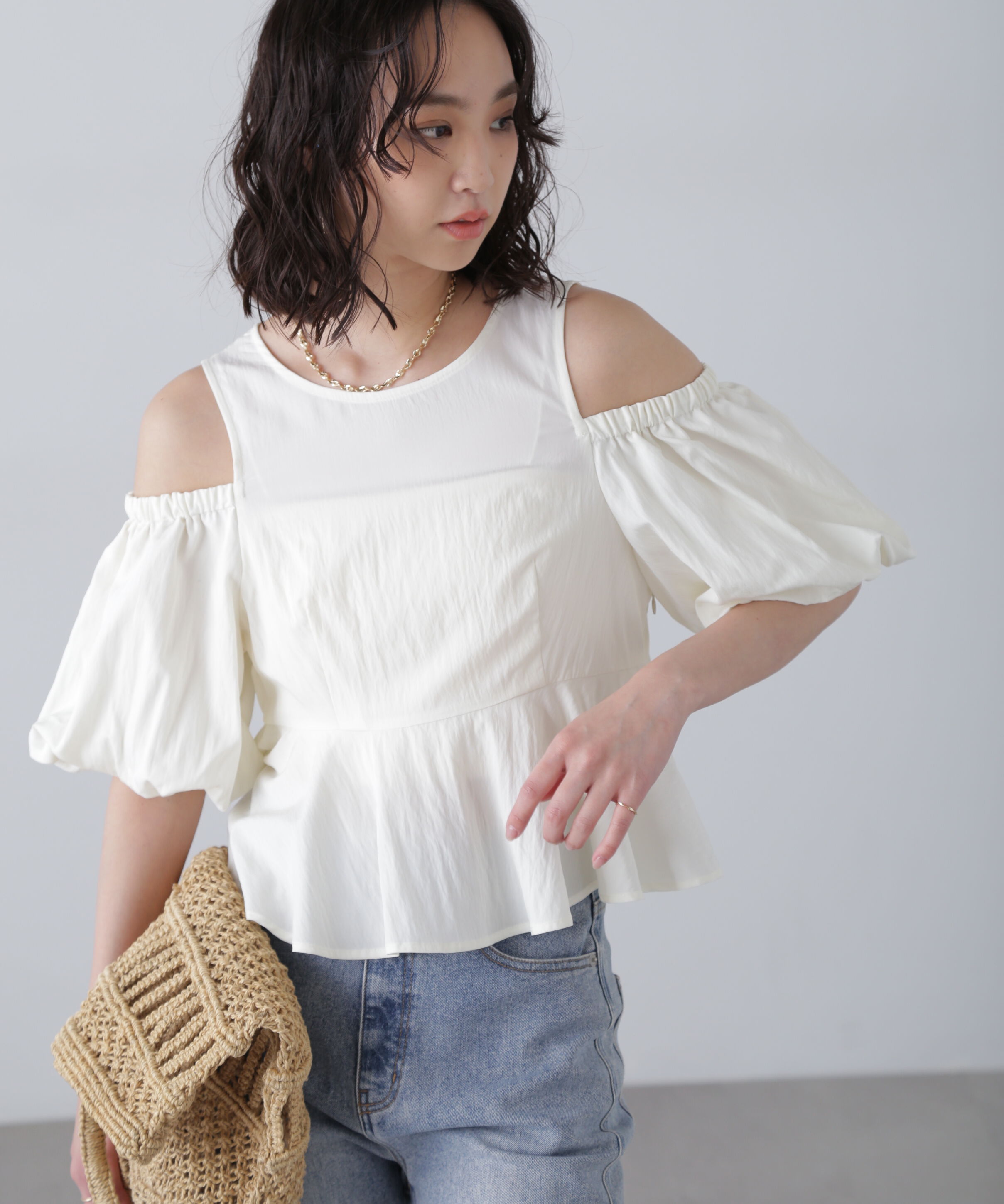  「オフショルペプラムブラウス」|シャツ・ブラウス|