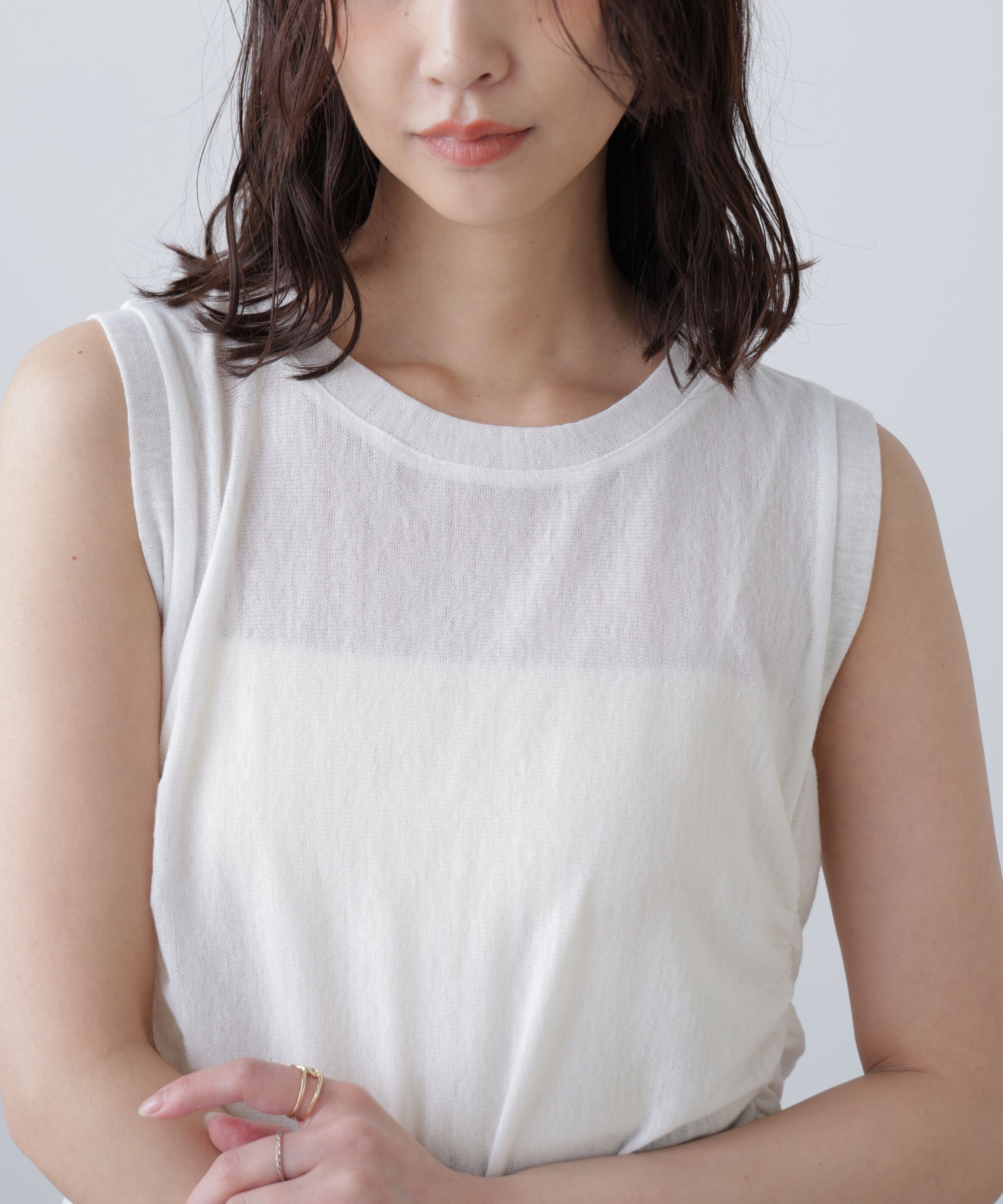  「シアーフリルタンクトップ」|Tシャツ・カットソー|