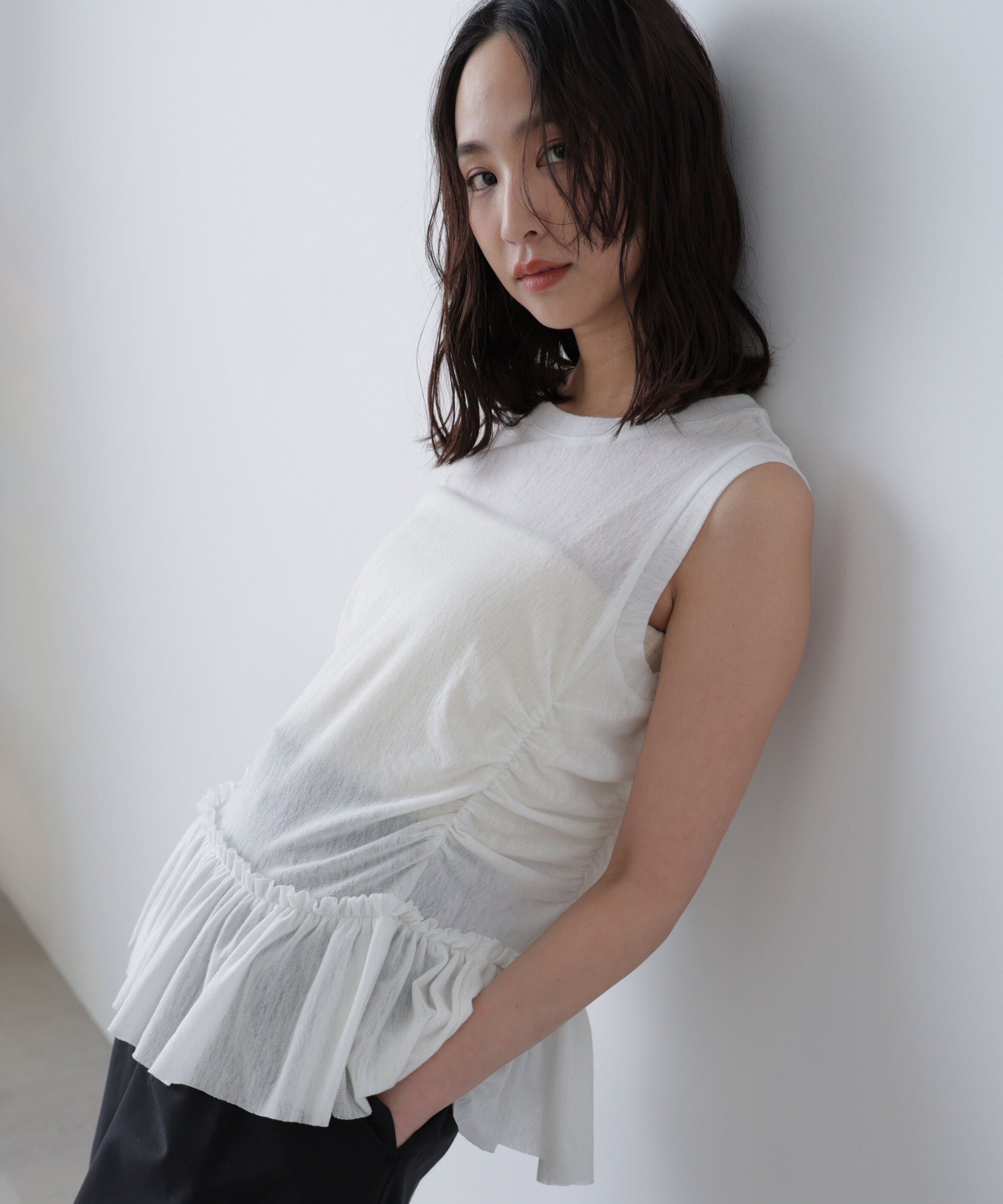  「シアーフリルタンクトップ」|Tシャツ・カットソー|