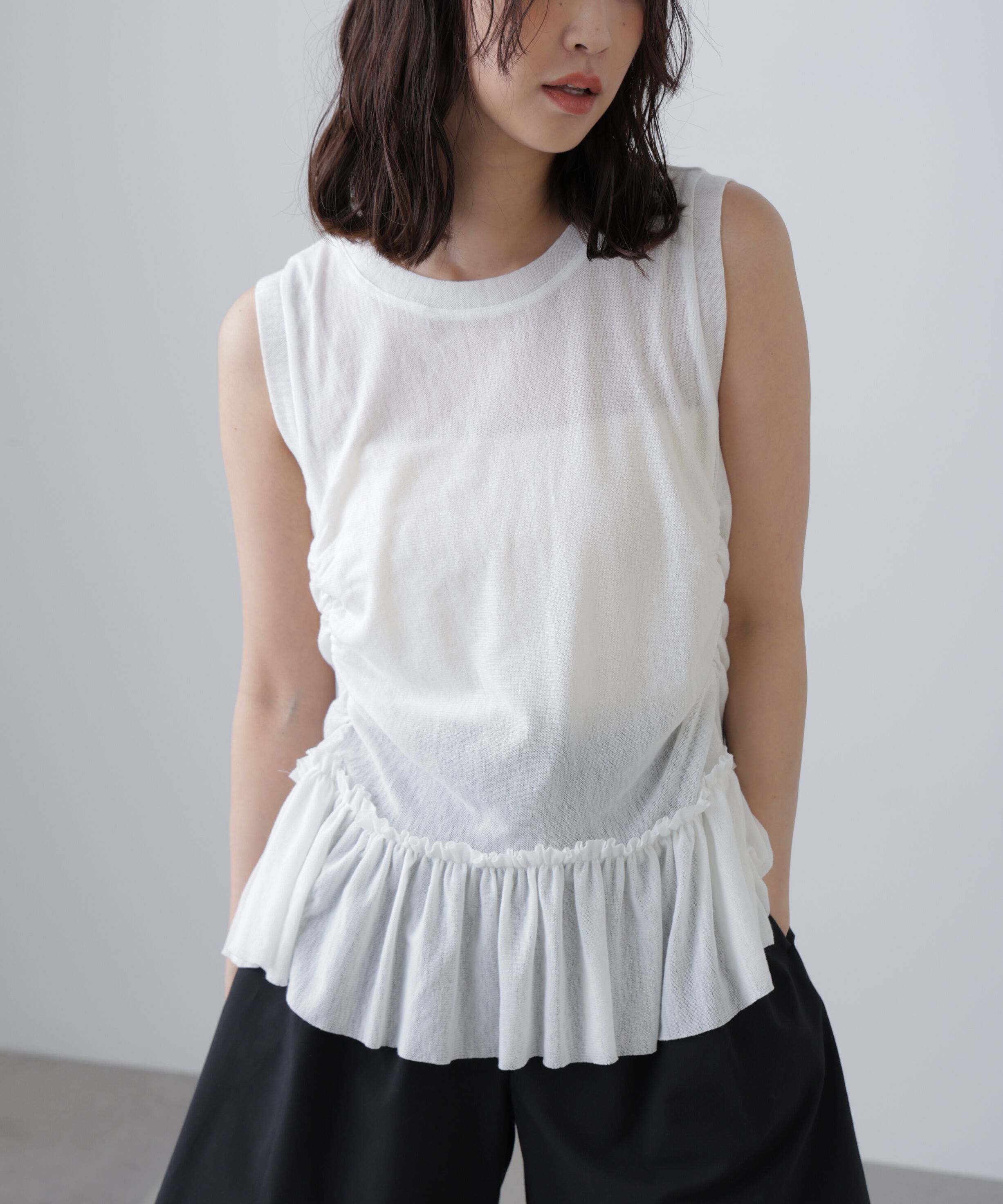  「シアーフリルタンクトップ」|Tシャツ・カットソー|