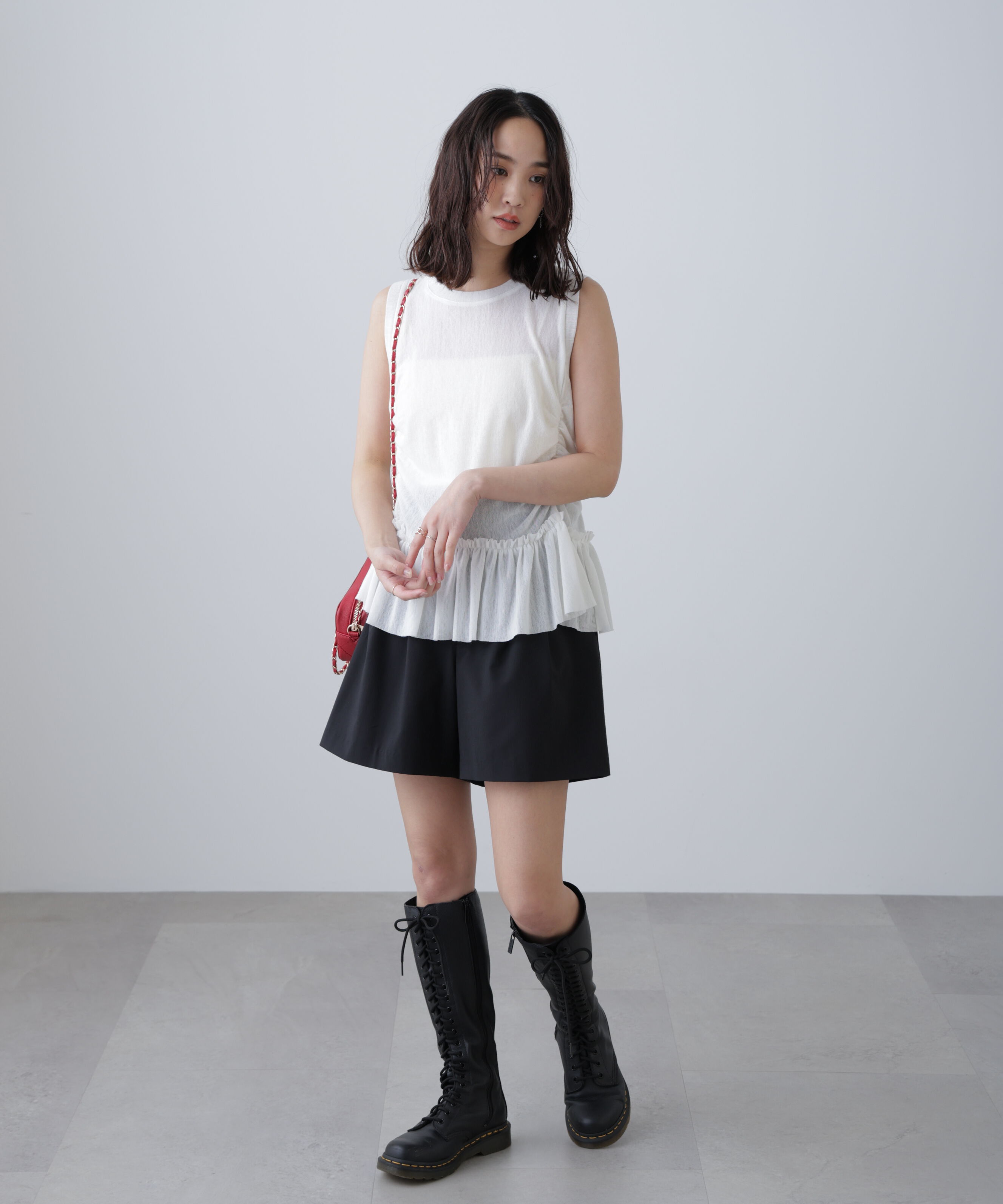  「シアーフリルタンクトップ」|Tシャツ・カットソー|