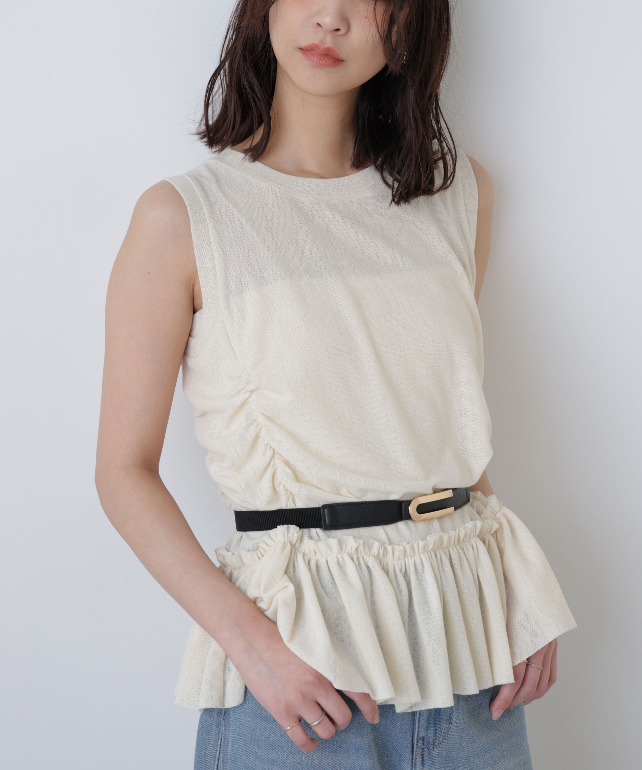  「シアーフリルタンクトップ」|Tシャツ・カットソー|