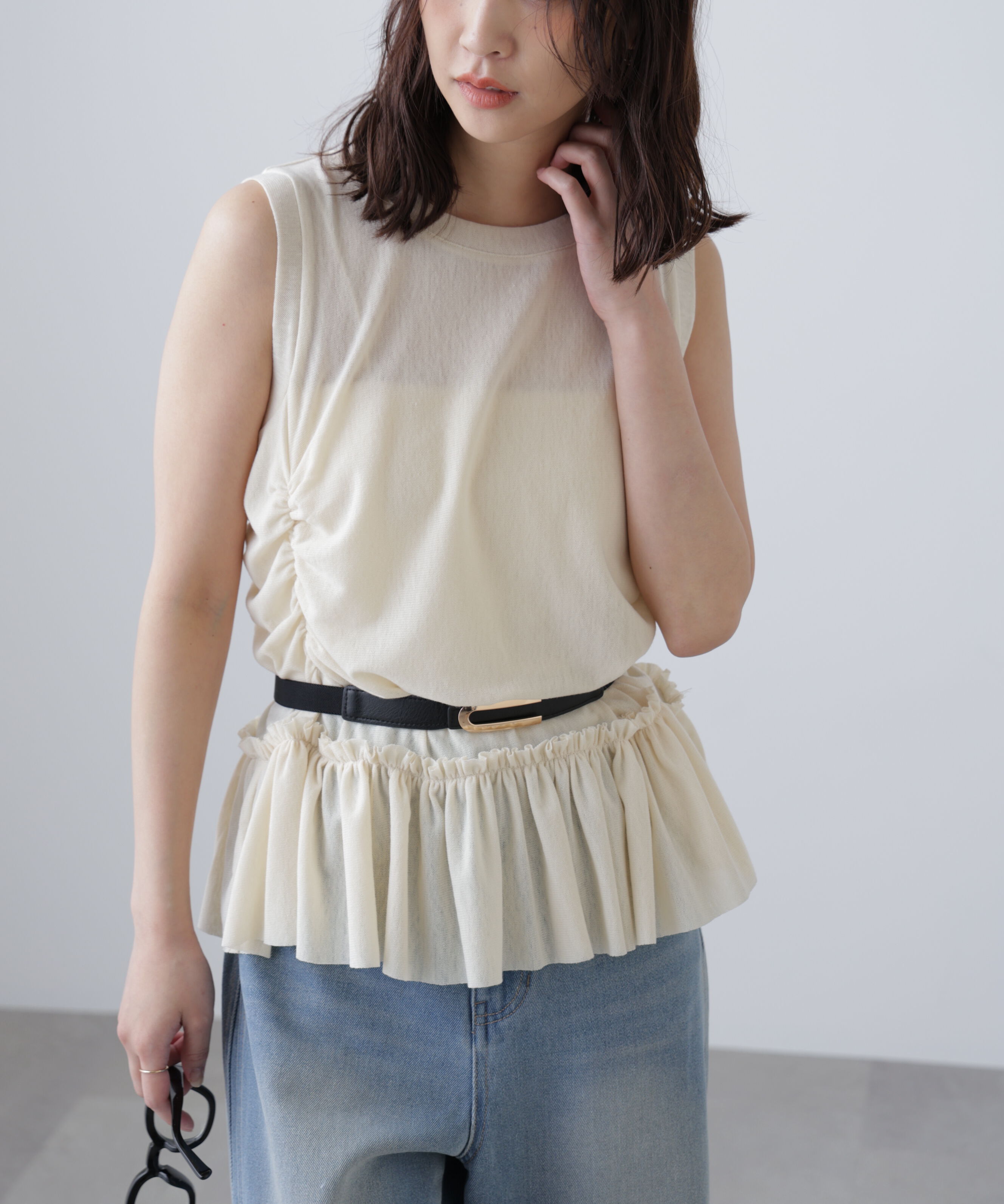 「シアーフリルタンクトップ」|Tシャツ・カットソー|