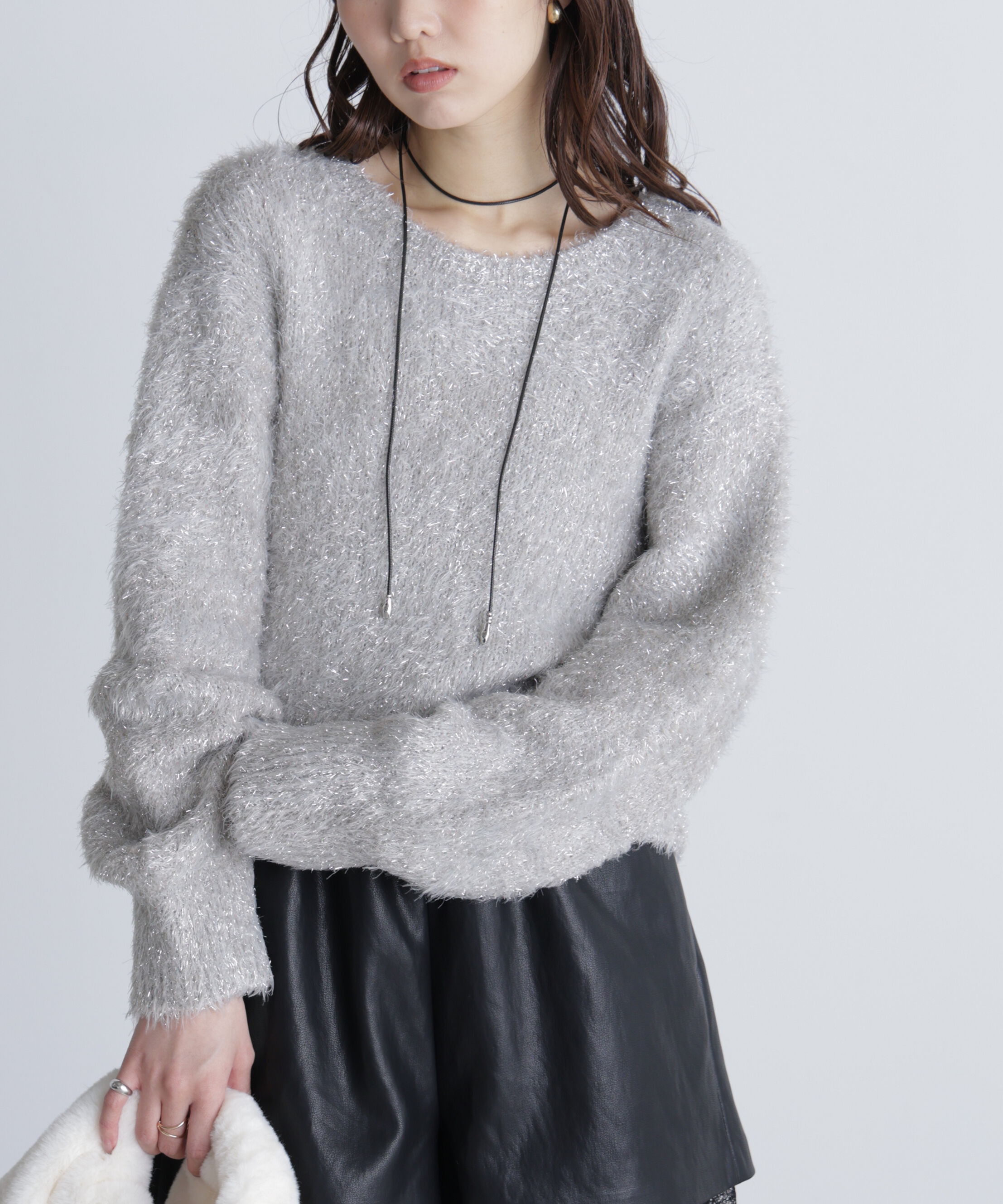  「ラメフェザープルオーバーニット」|ニット・セーター|