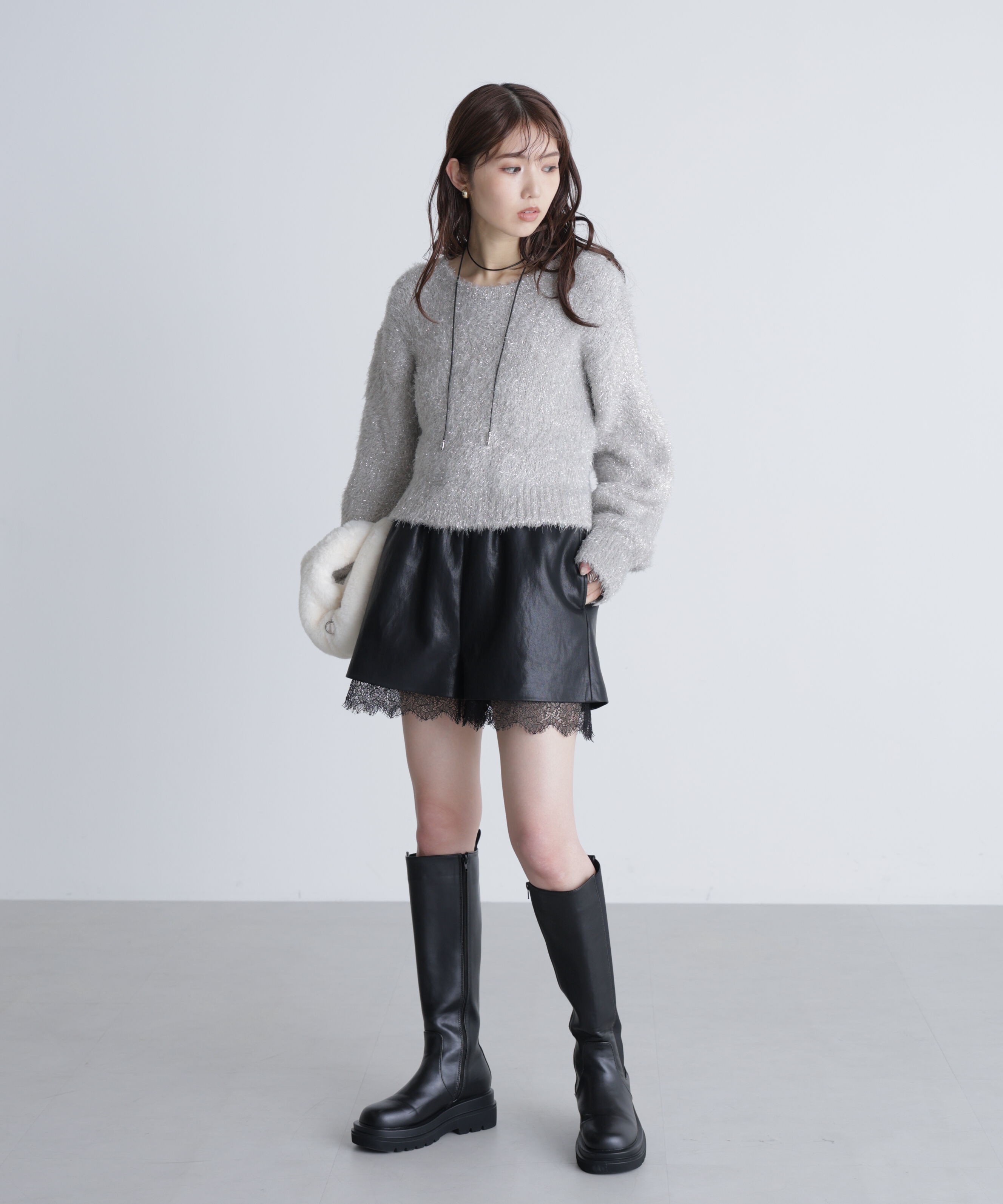  「ラメフェザープルオーバーニット」|ニット・セーター|