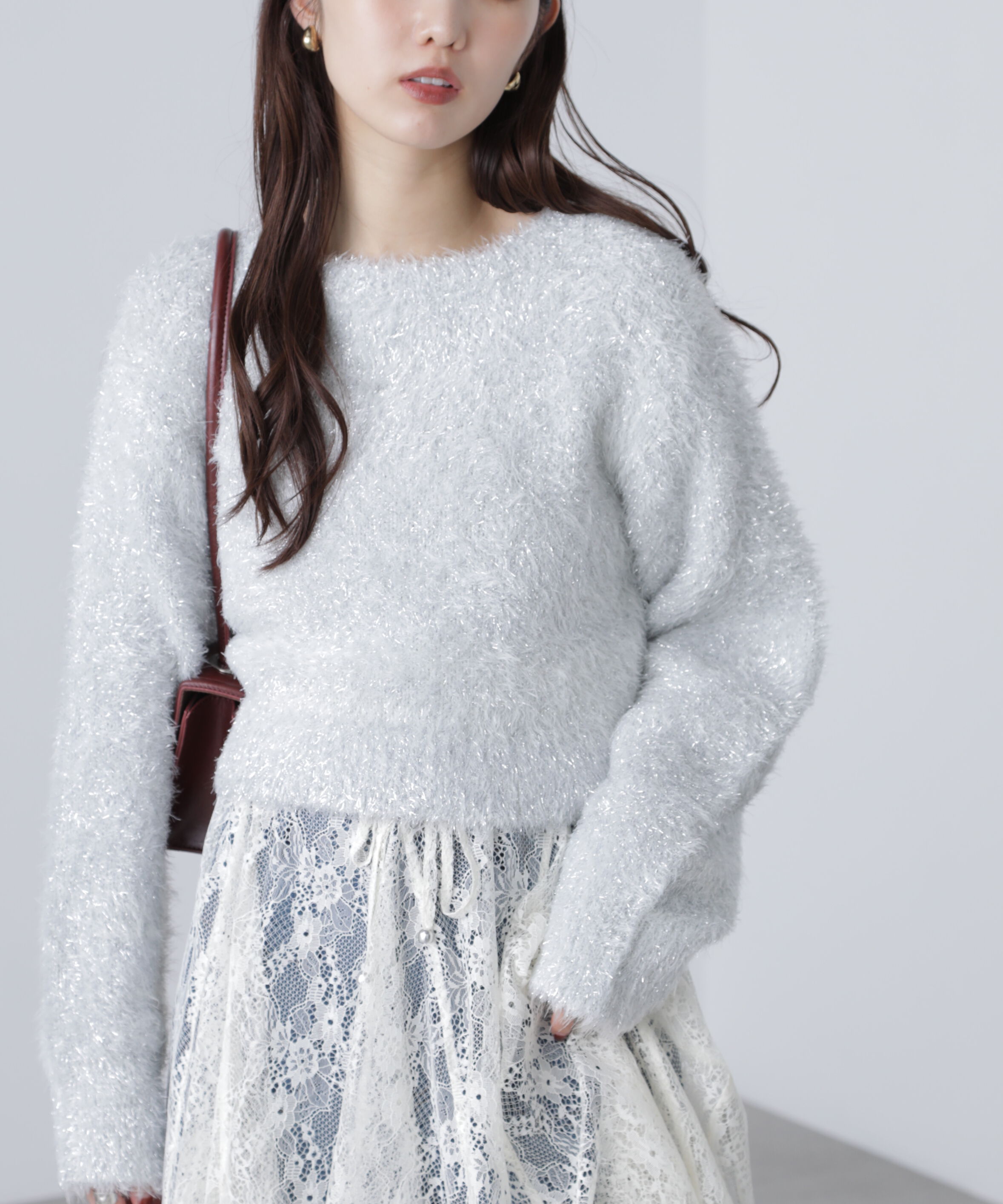  「ラメフェザープルオーバーニット」|ニット・セーター|