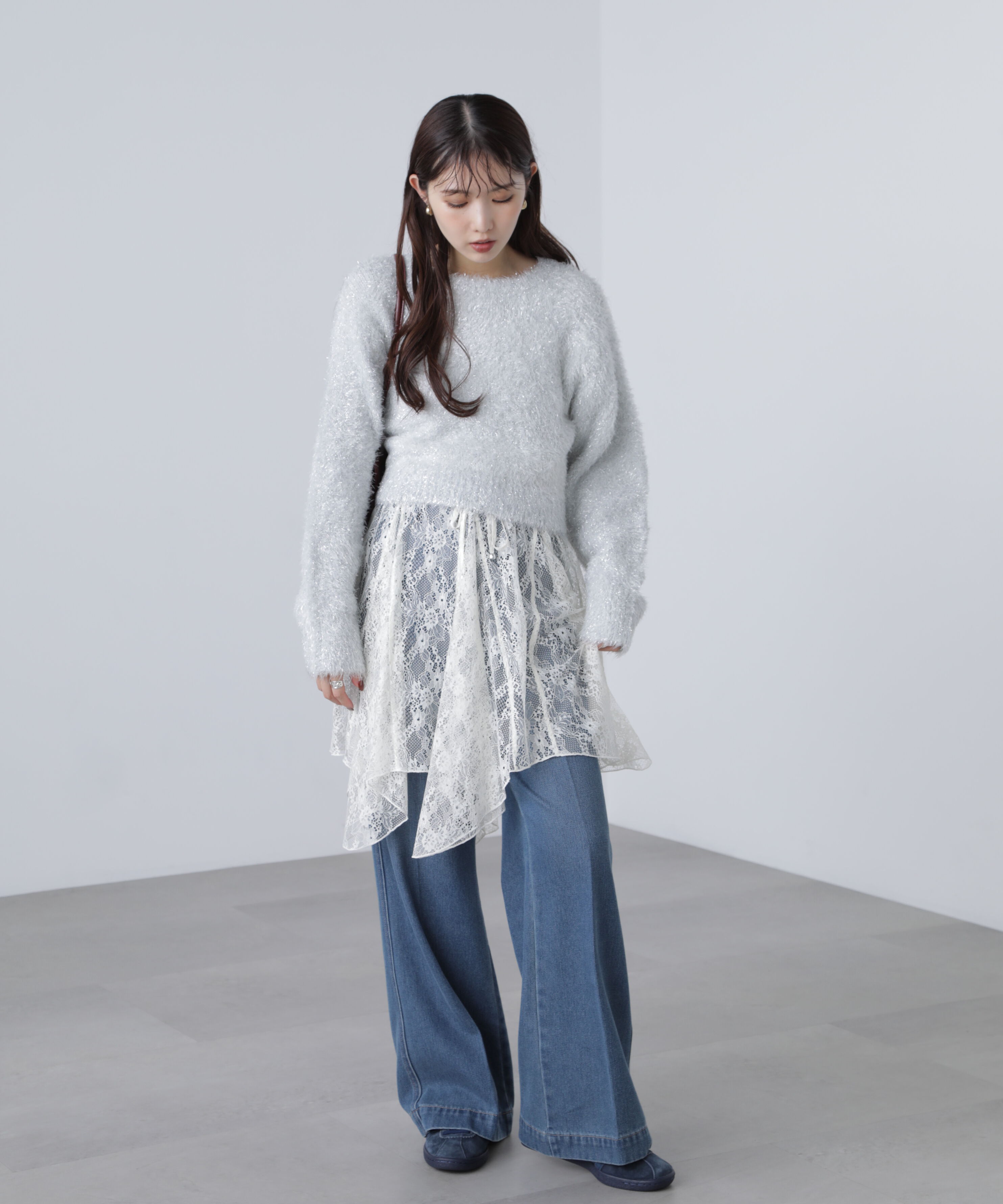  「ラメフェザープルオーバーニット」|ニット・セーター|